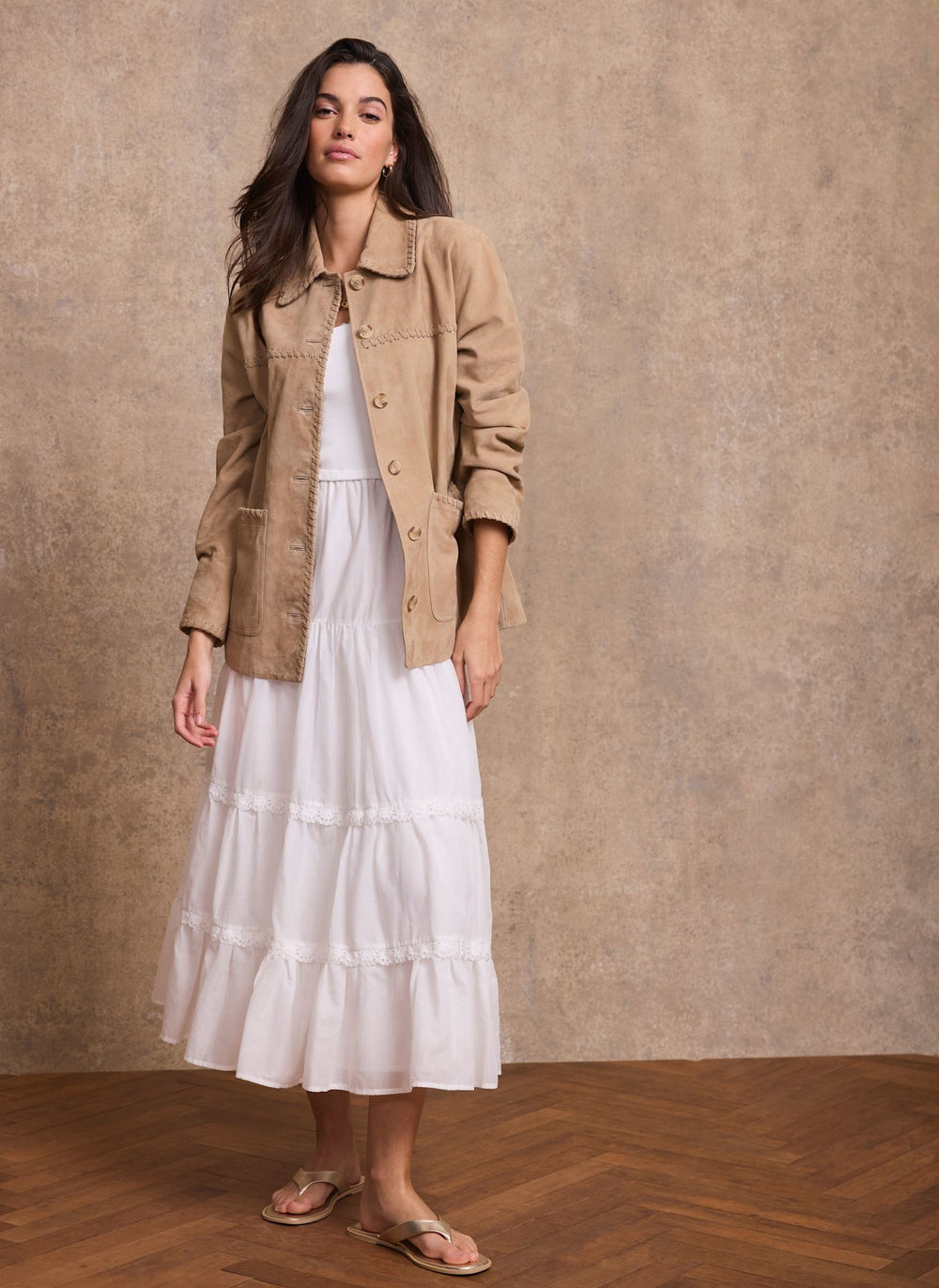 Neutral Suede Stitch Shacket