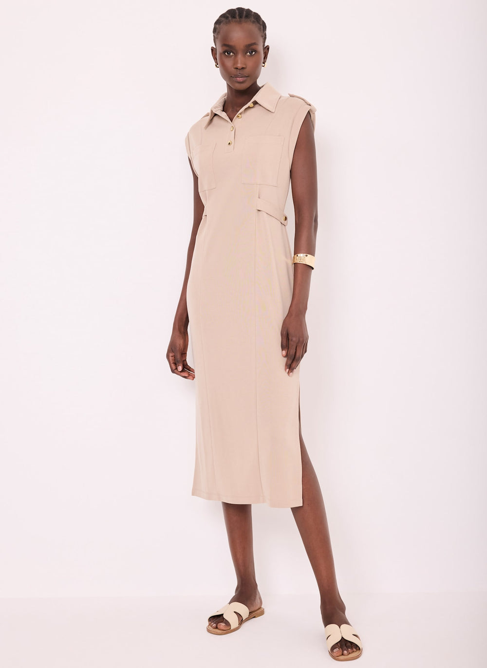 beige utility dress Sexy Bridal Shower Dress Off The Shoulder Satin Split – Lisposa main image 1