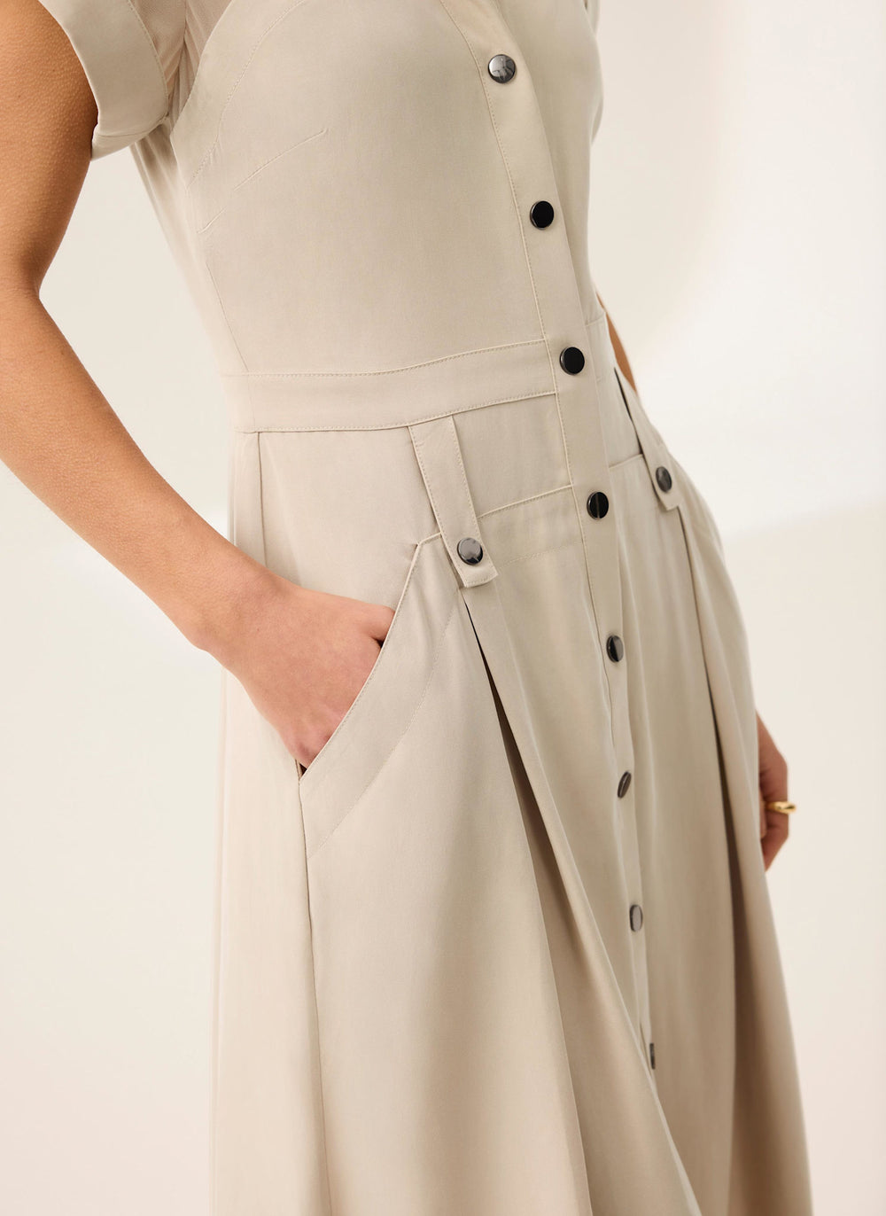 Neutral Utility Midi Dress