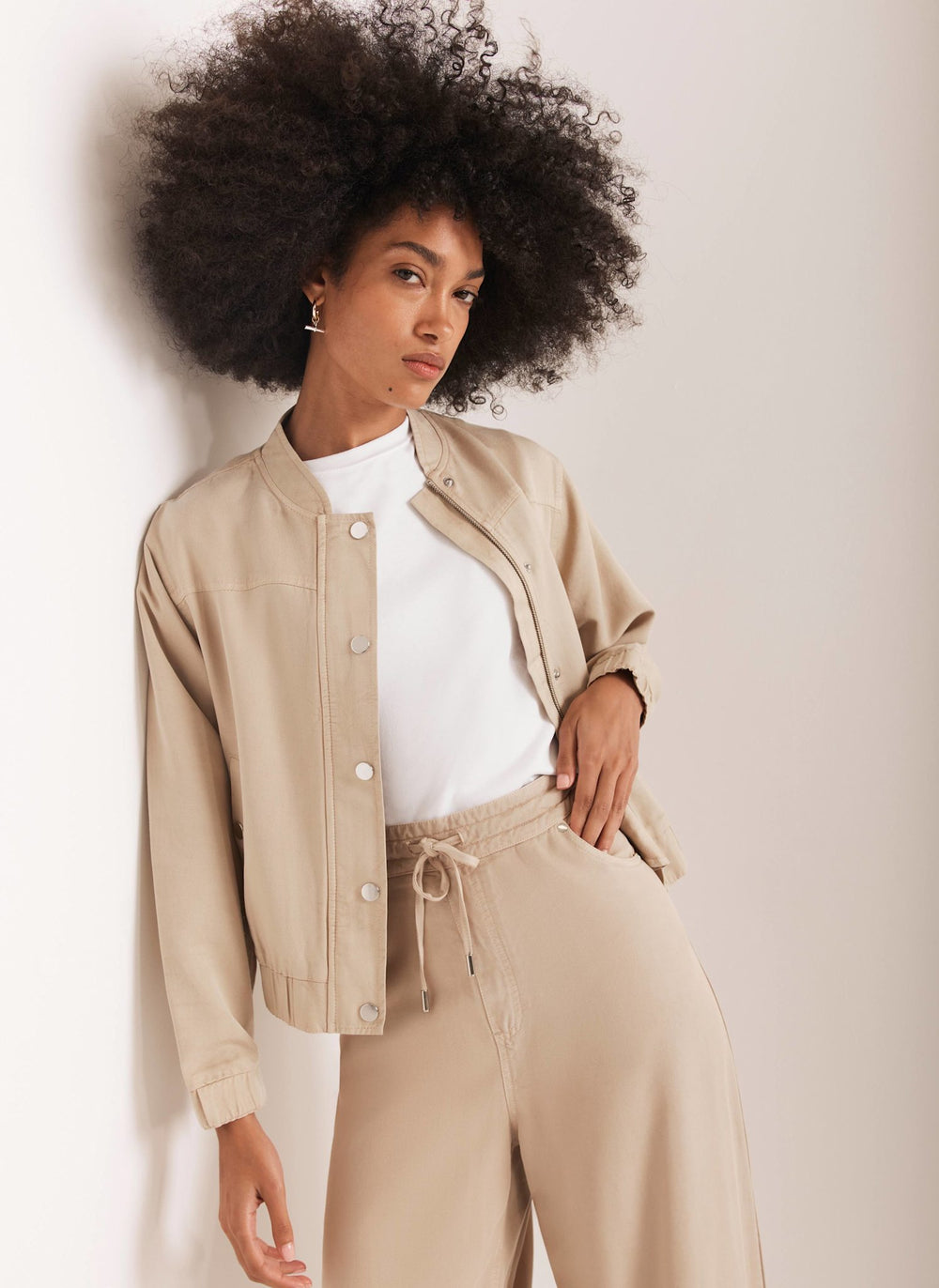 Neutral Washed Bomber Jacket