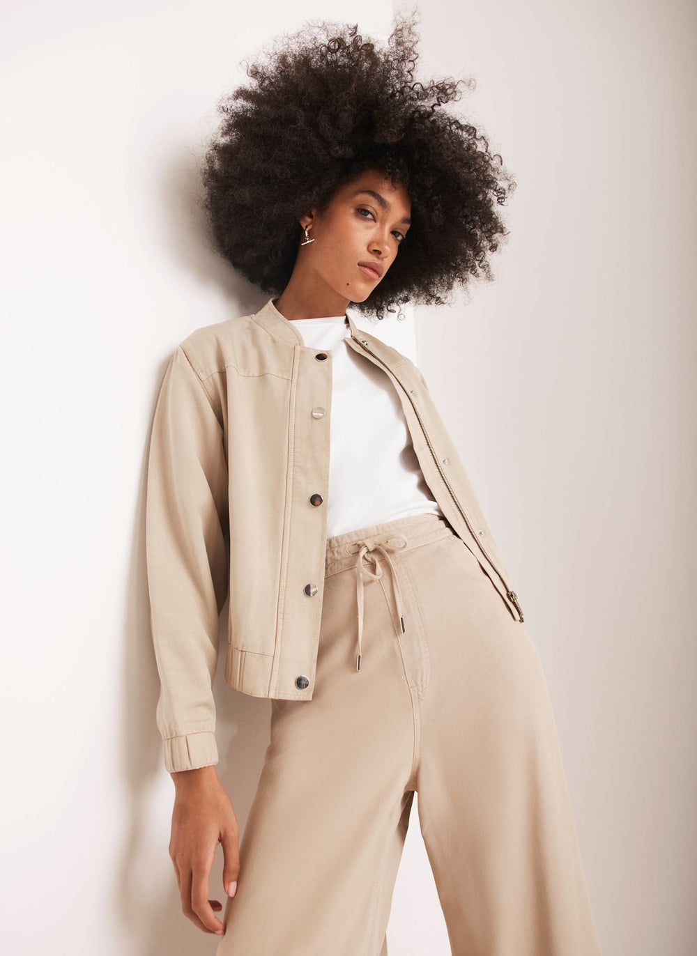 Neutral Washed Bomber Jacket