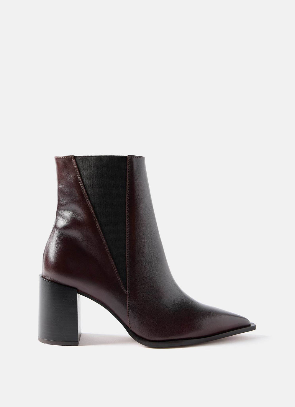 Noa Burgundy Patent Block Heel Boots