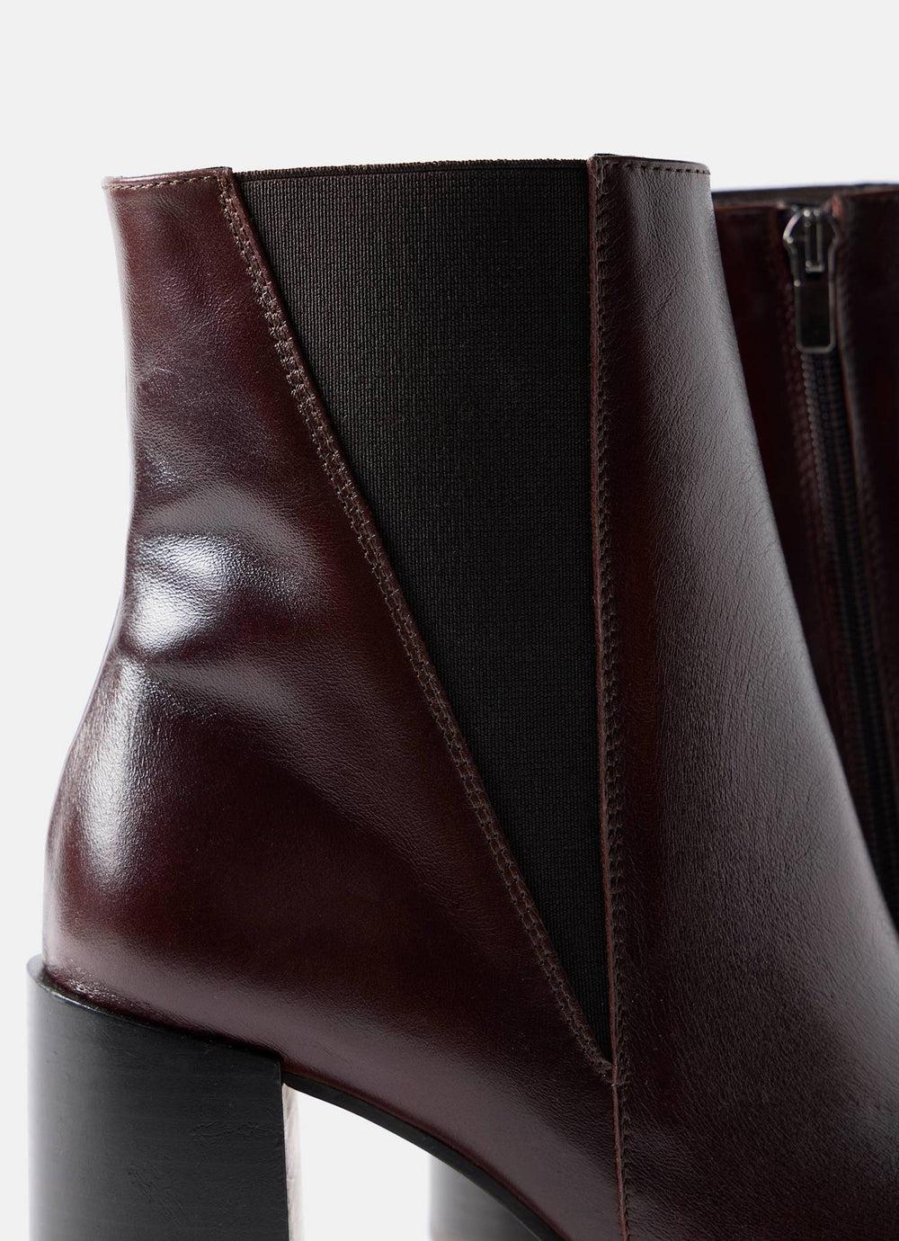 Noa Burgundy Patent Block Heel Boots