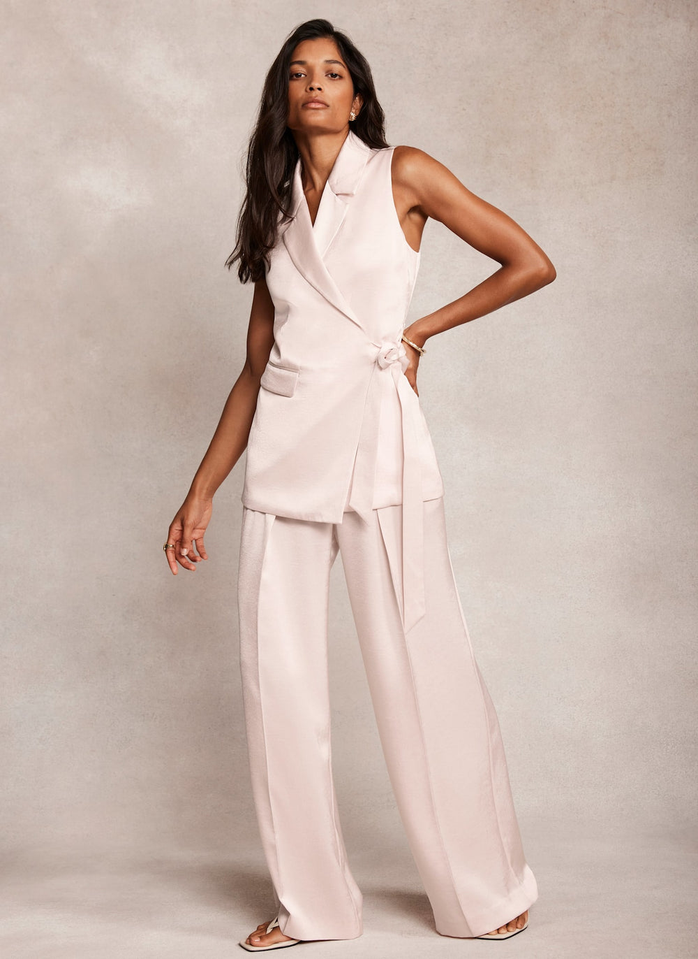 Pink Longline Wrap Waistcoat