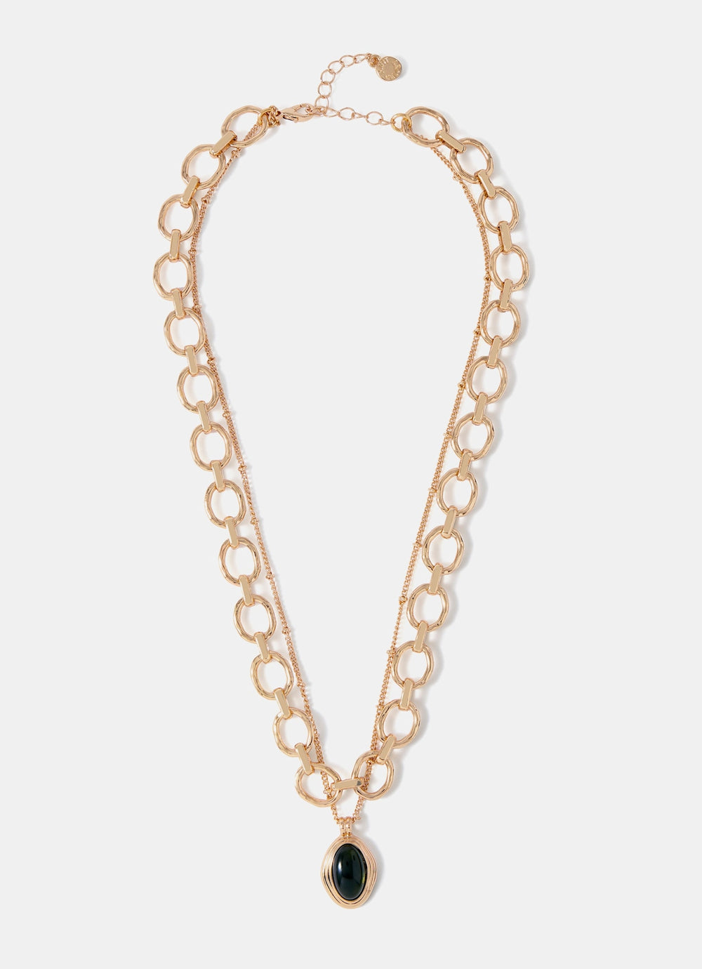 Gold Tone Layered Resin Pendant Necklace