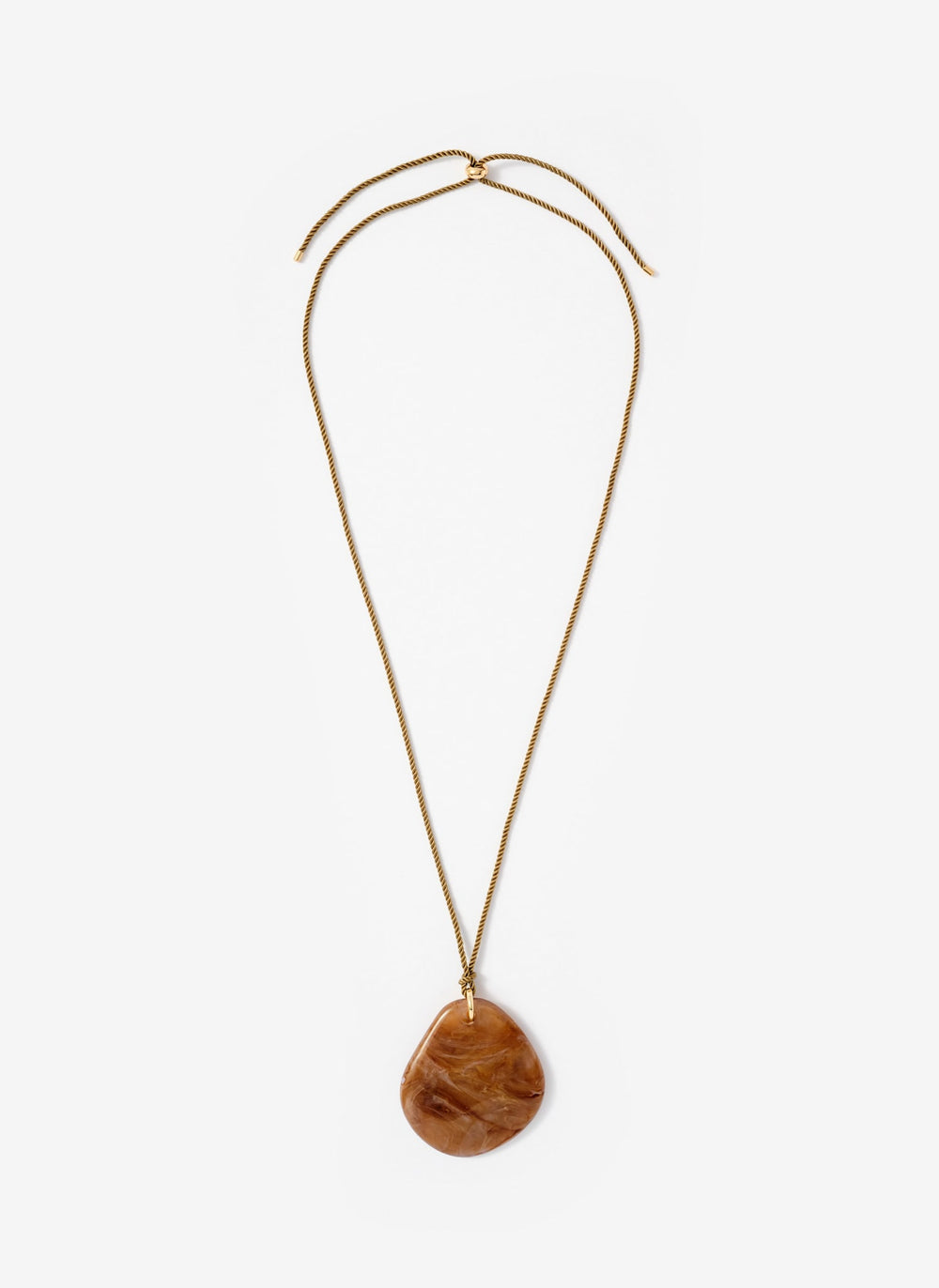 Khaki Cord Stone Pendant Necklace