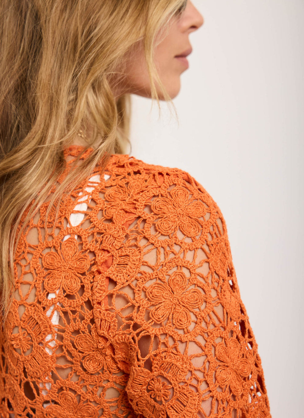 Orange Crochet Flower Beach Mini Dress – Mint Velvet