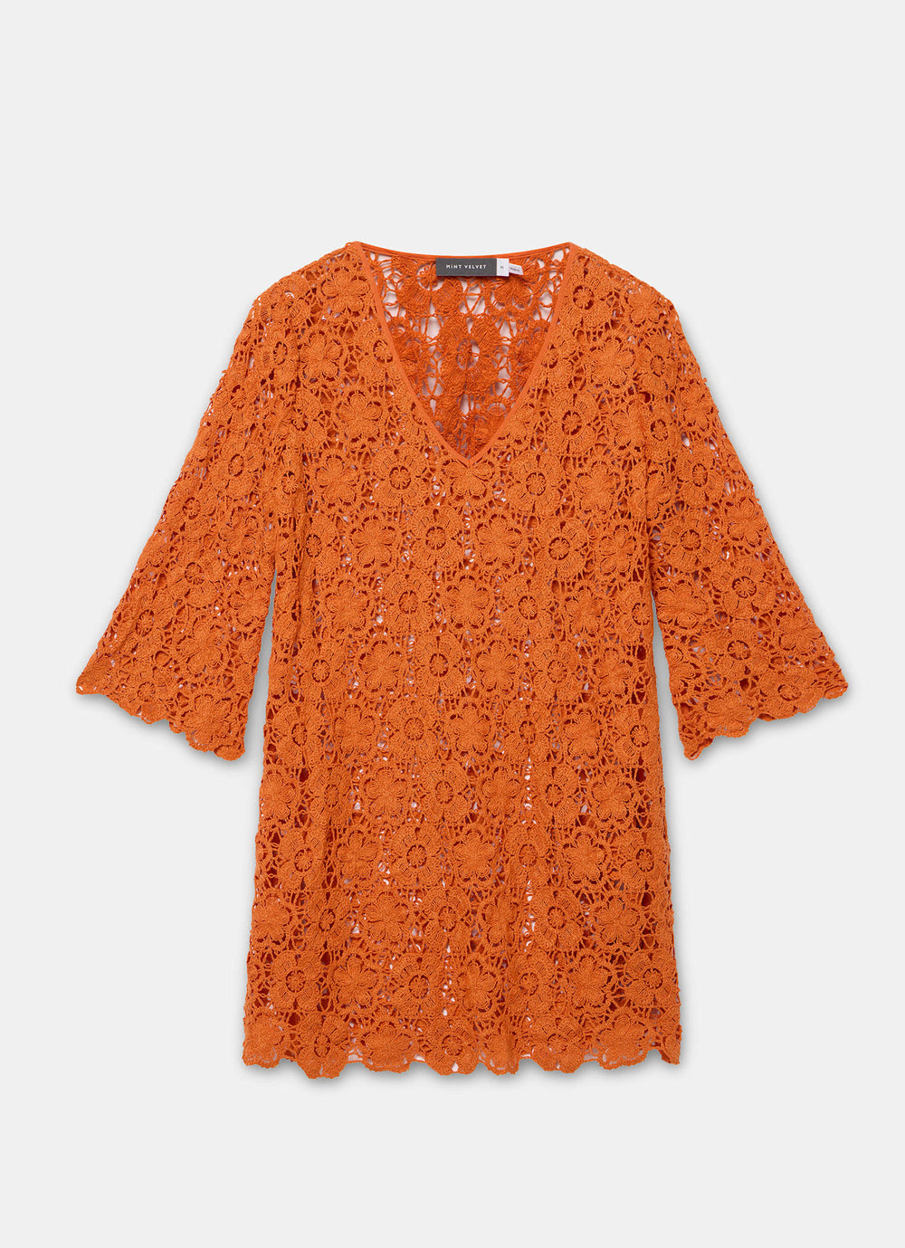 Orange Crochet Beach Mini Dress – Mint Velvet