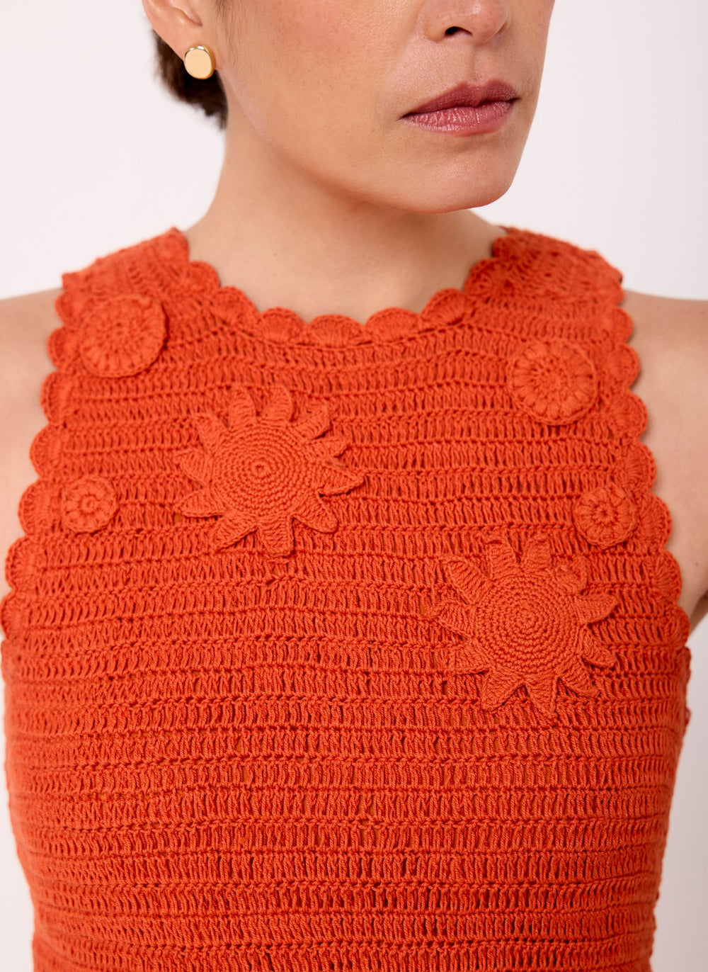 Orange Crochet Midi Dress