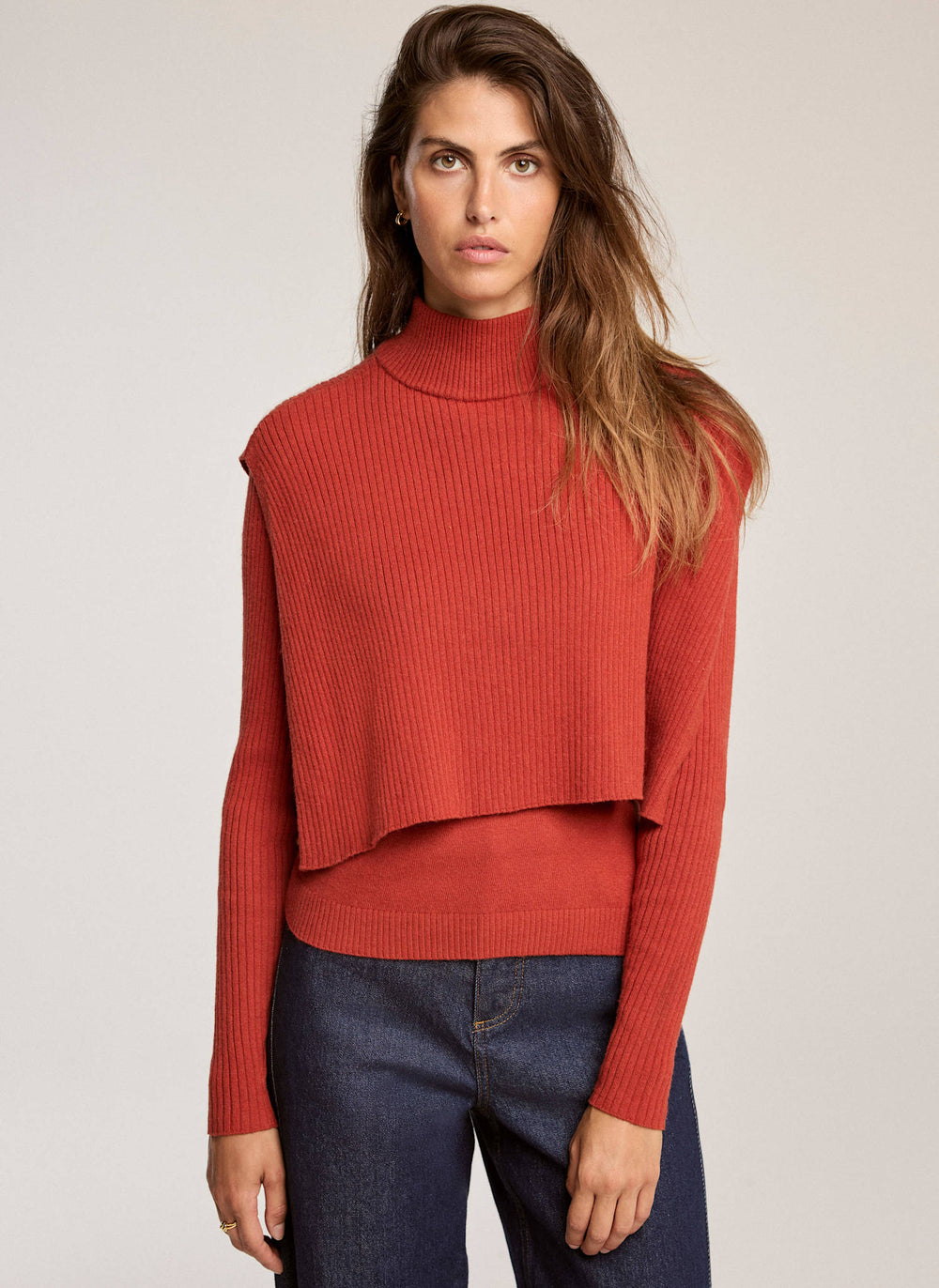 Orange Layered Knit Top
