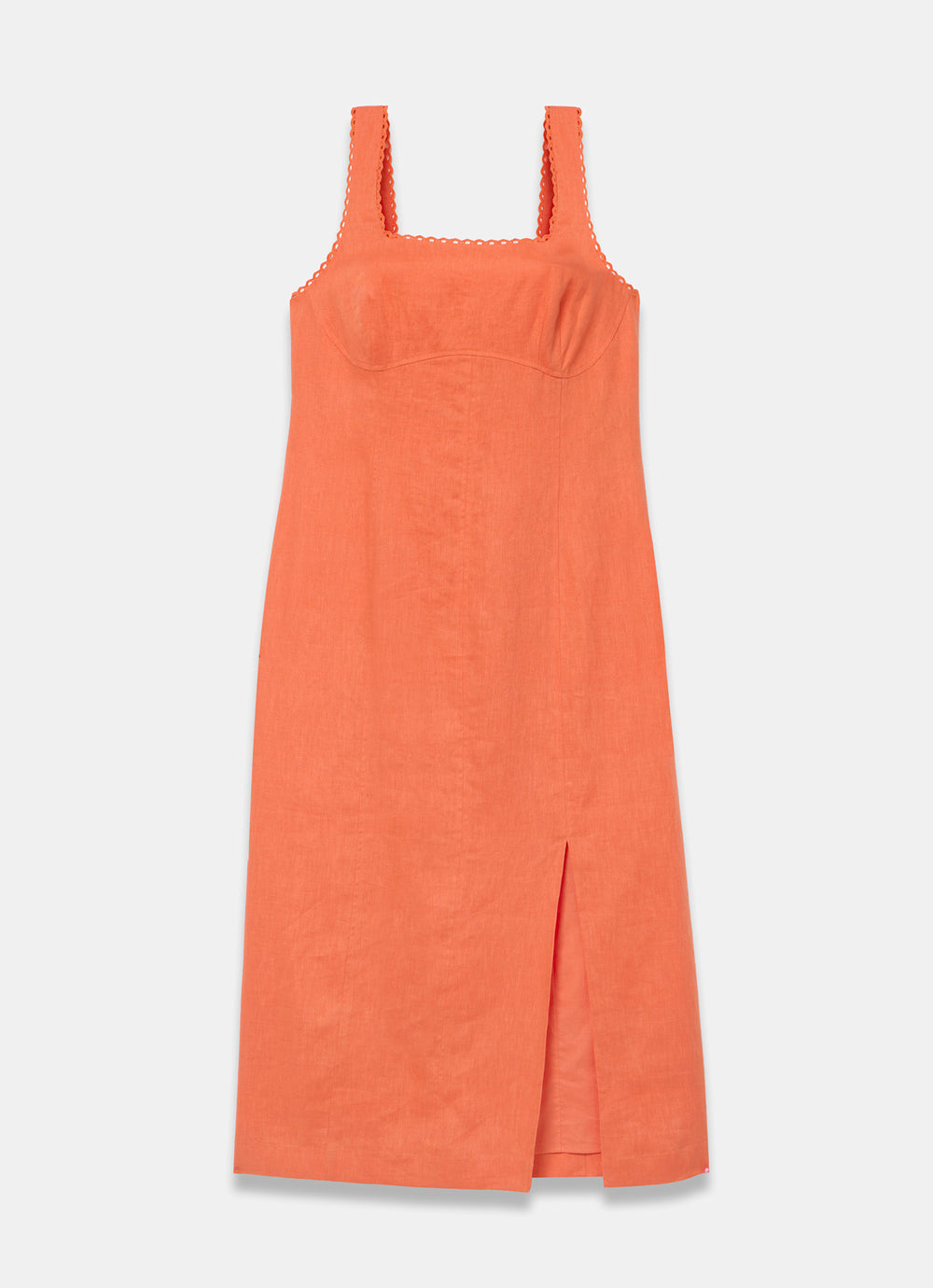 Mint Velvet Orange Beige Midi Dress | Size 14 | Orange | Sleeveless