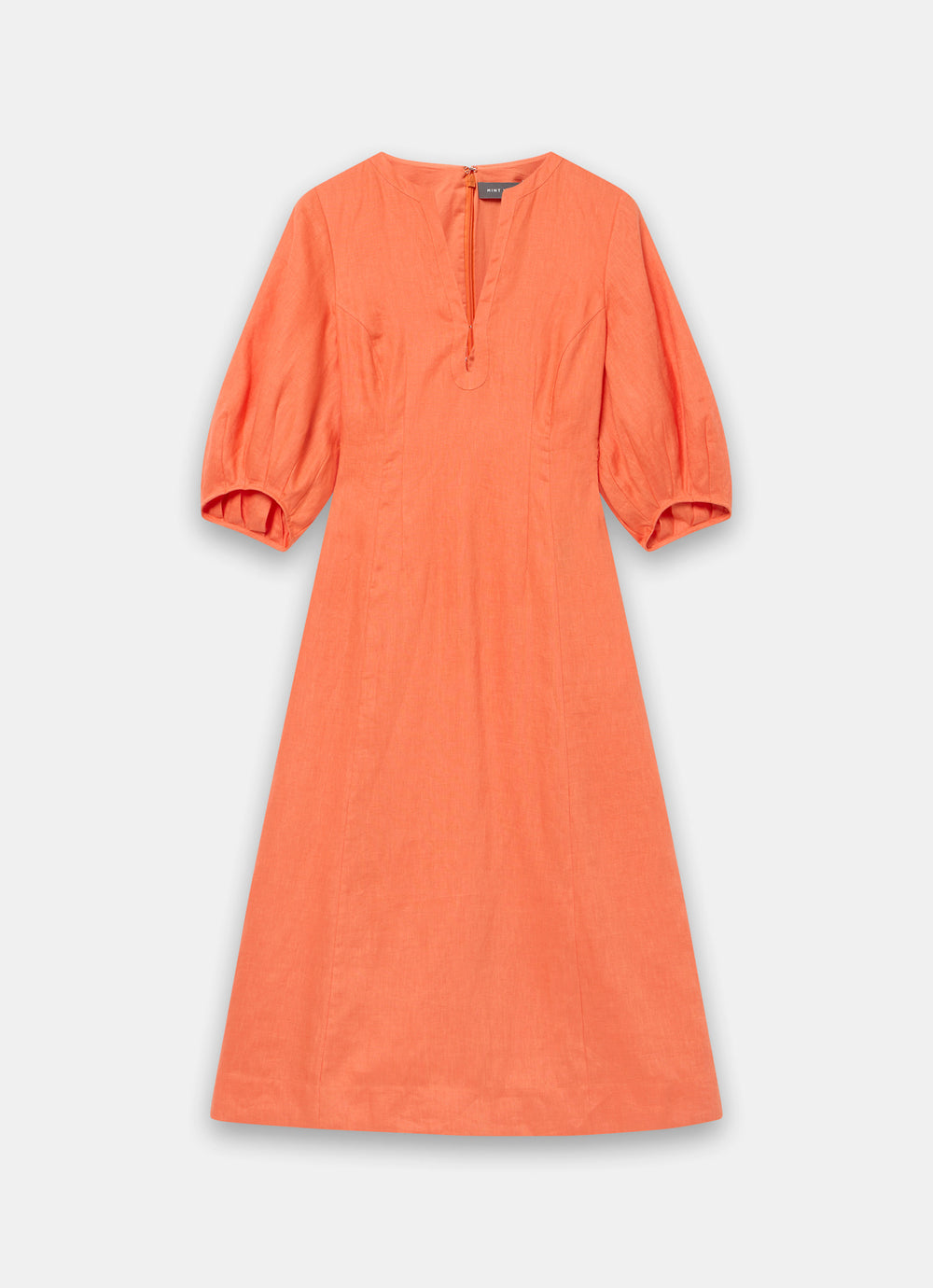 Mint Velvet Orange Beige Puff Sleeve Midi Dress | Size 02 | Orange | 3/4 Sleeve | V Neck Mint Velvet Orange Beige Puff Sleeve Midi Dress | Size 02 | Orange | 3/4 Sleeve | V Neck