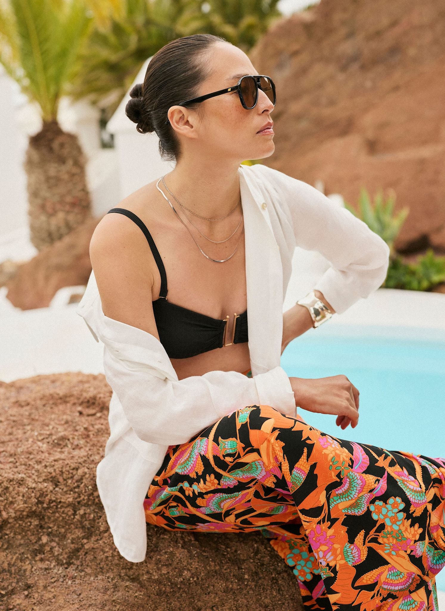 Orange Floral Print Wide Leg Trousers – Mint Velvet
