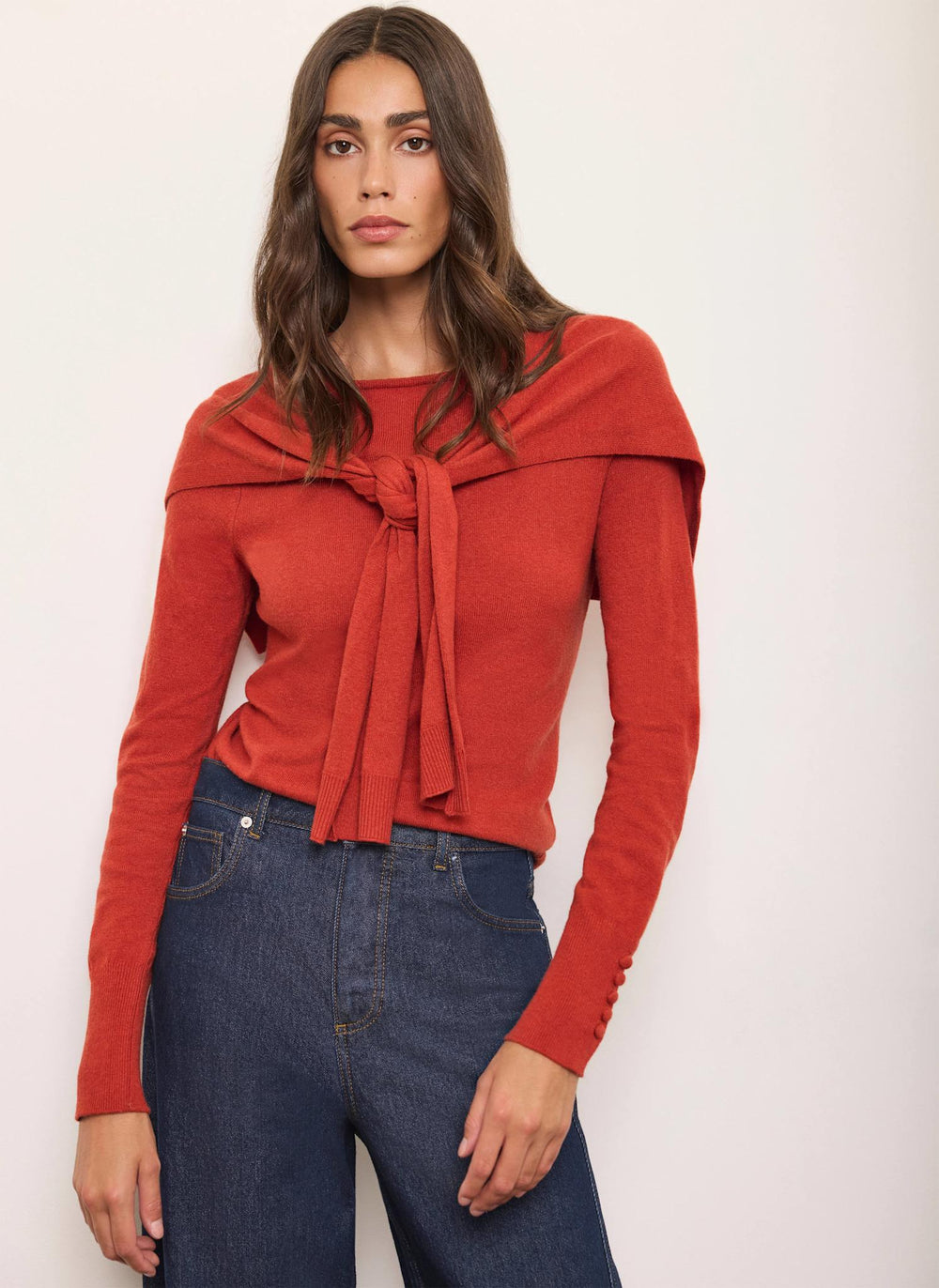 Orange Scarf Detail Jumper