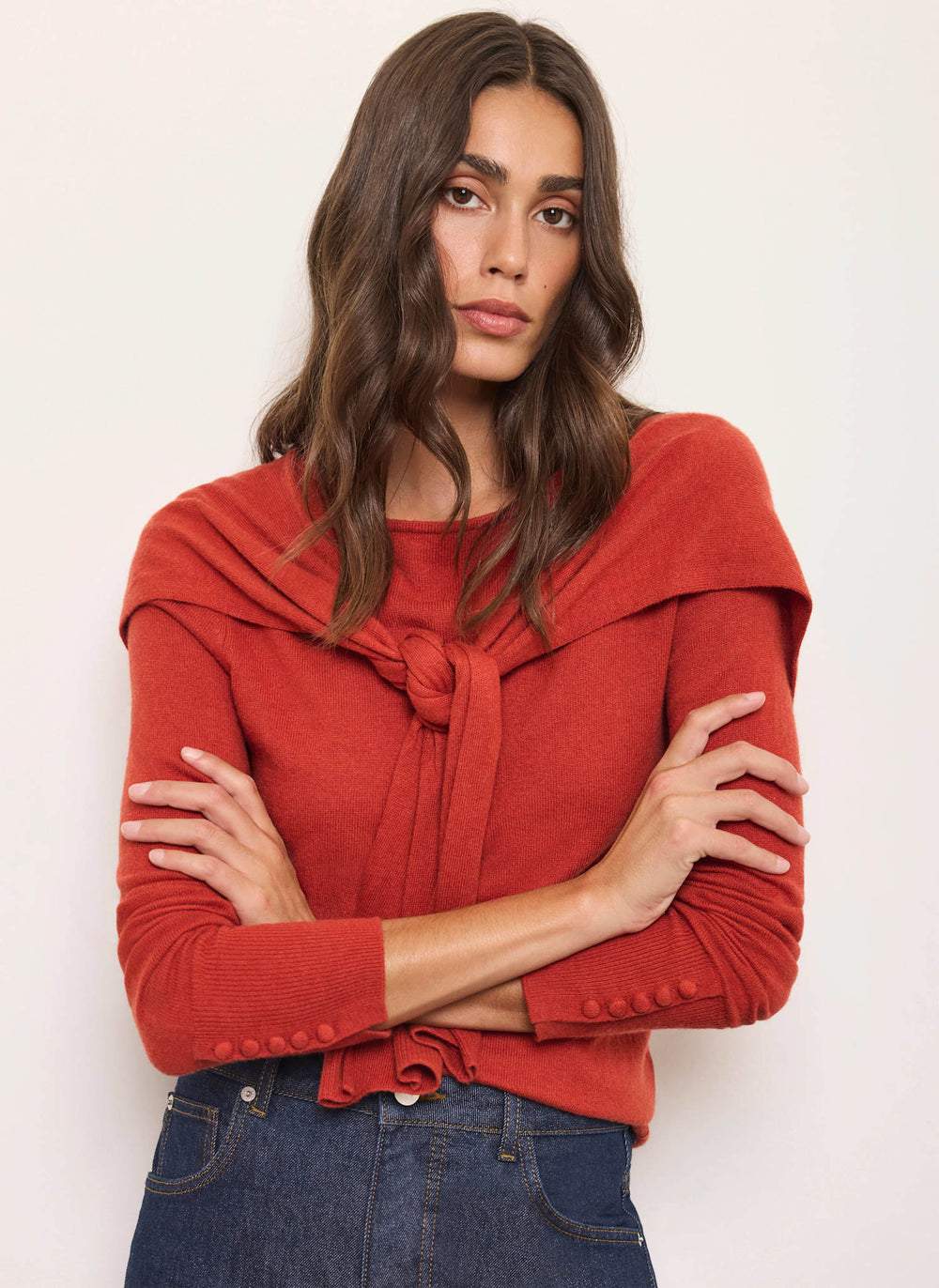 Orange Scarf Detail Jumper