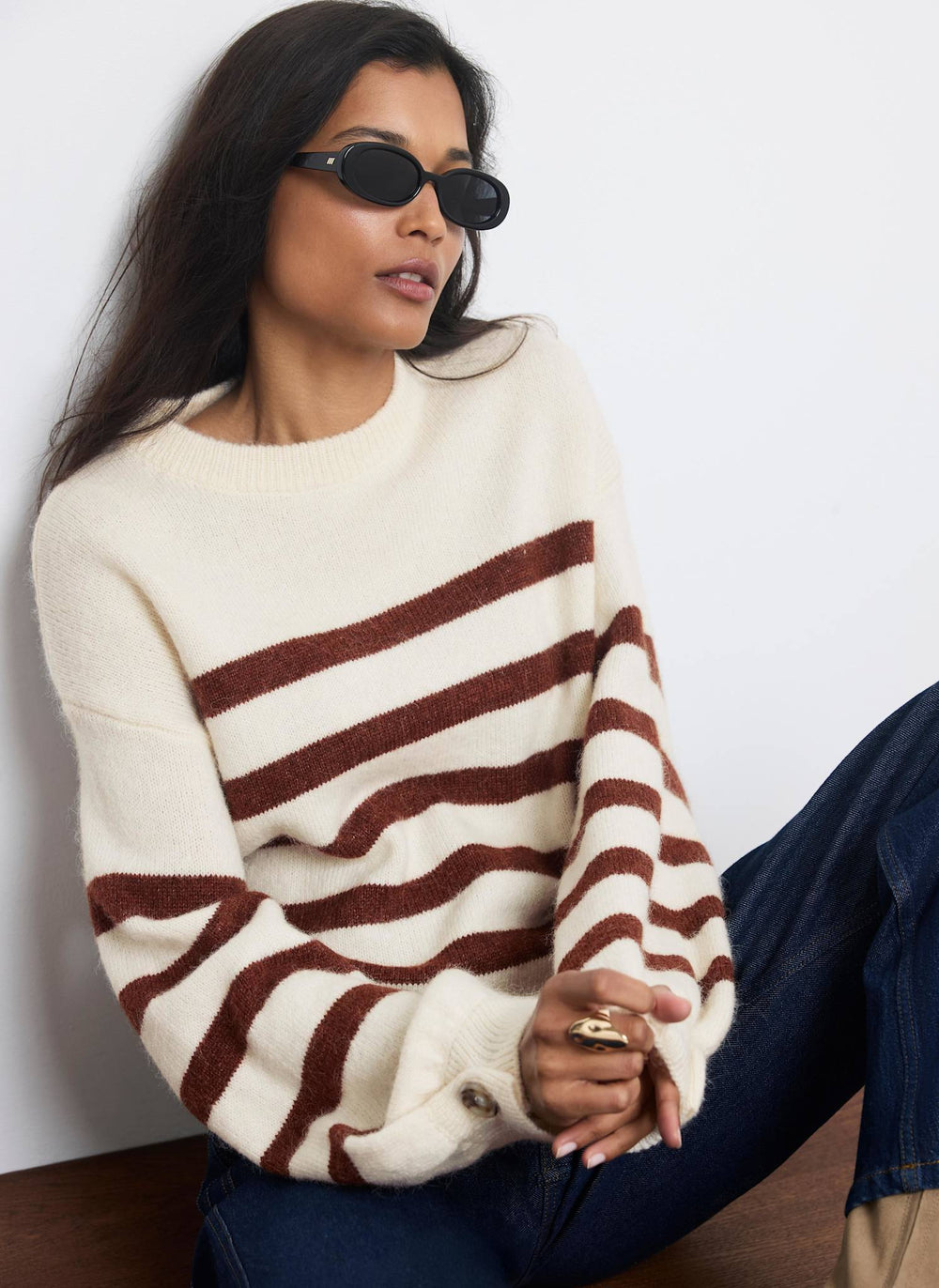 Neutral Striped Knit Jumper