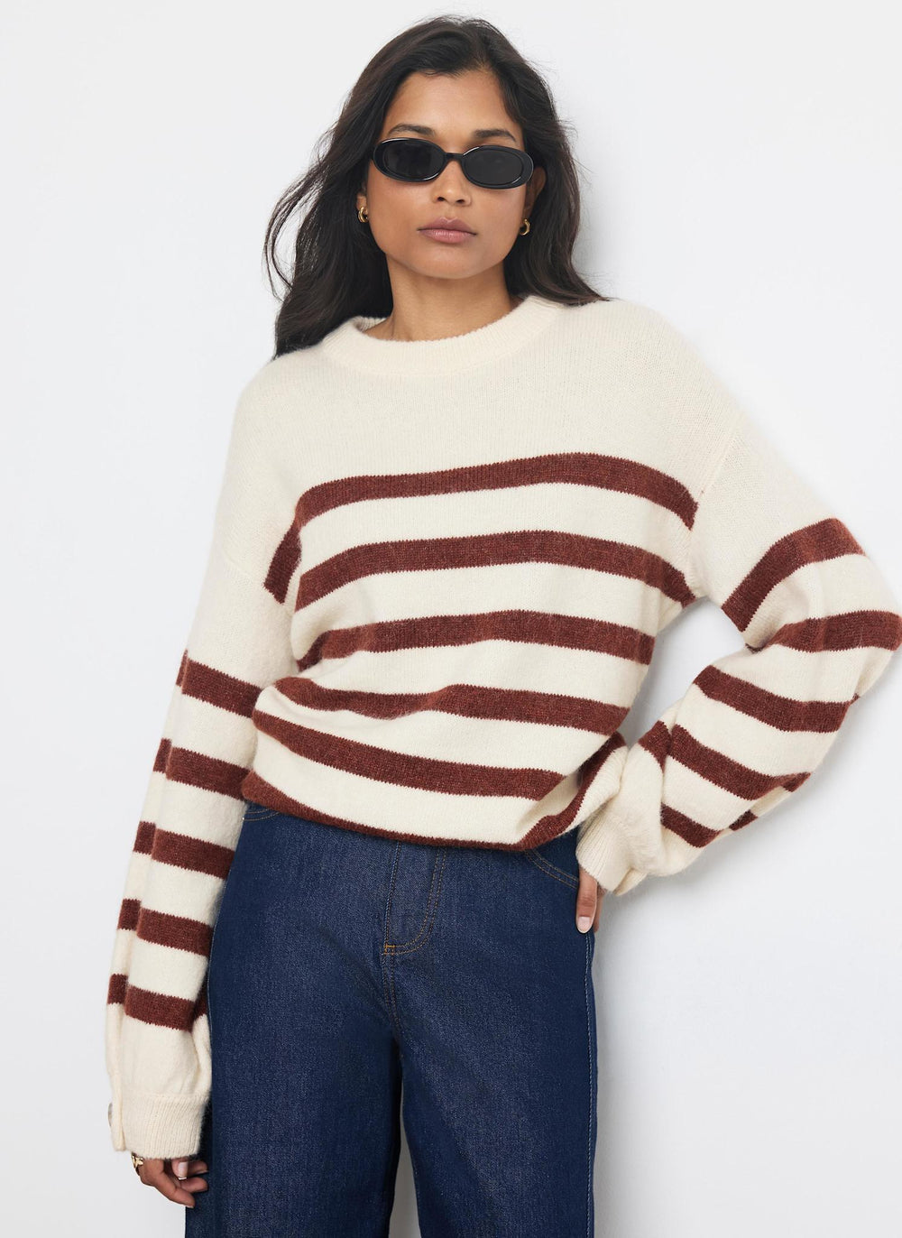 Neutral Striped Knit Jumper