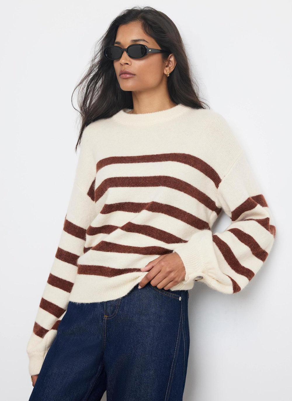 Neutral Striped Knit Jumper