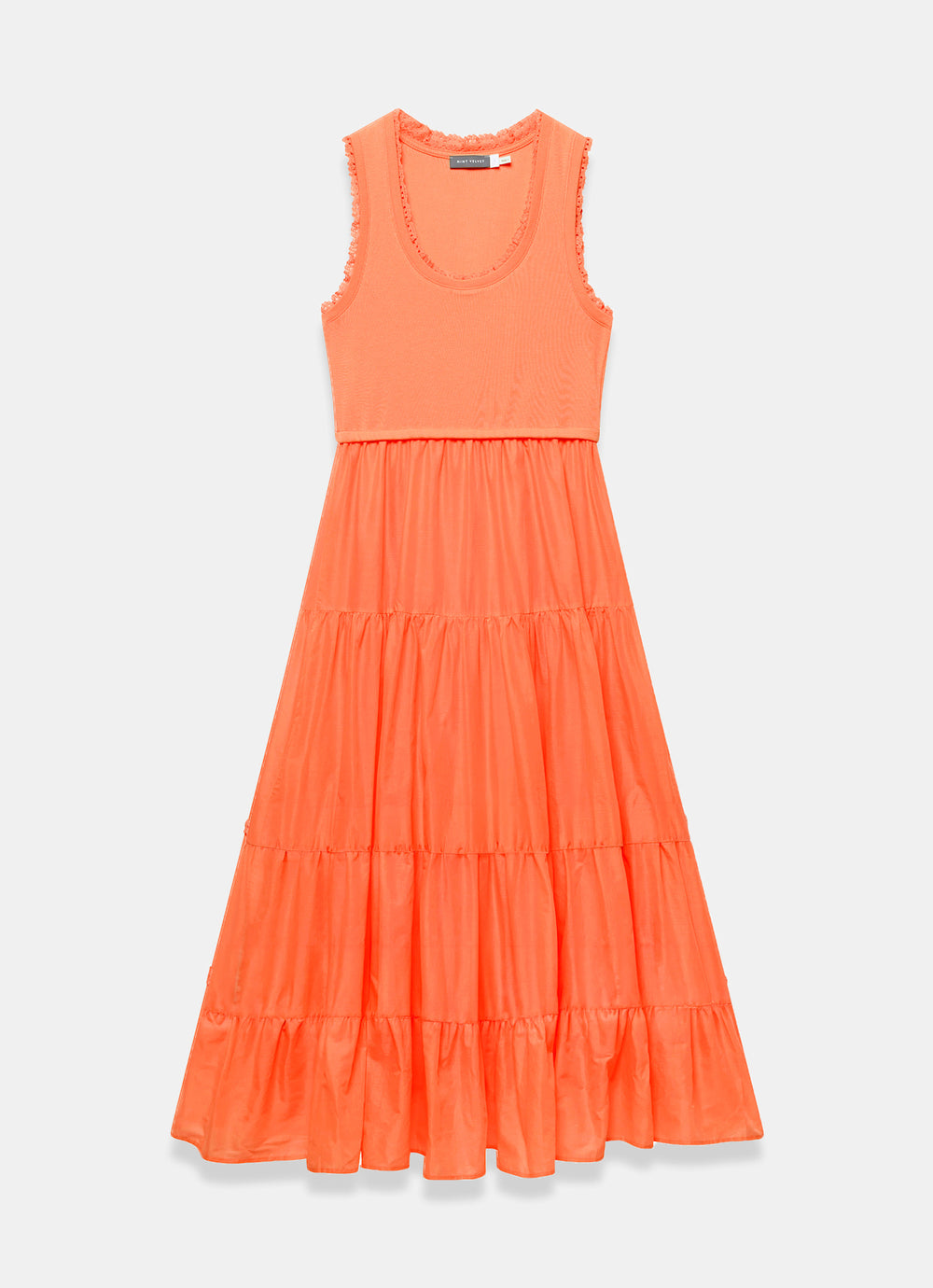 orange sleeveless dress Orange Crochet Trim Tiered Midi Dress – Mint Velvet