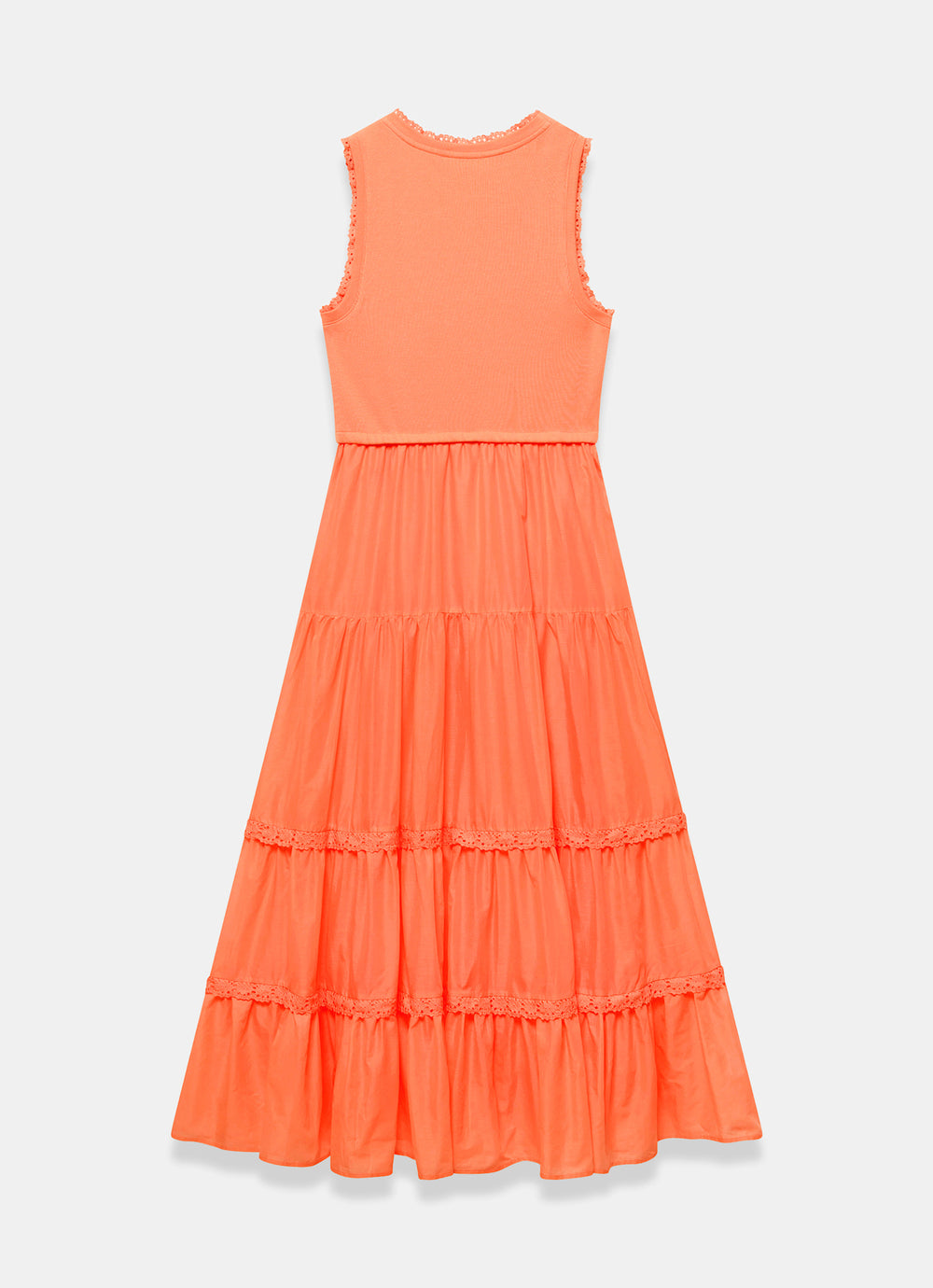 Orange Crochet Trim Tiered Midi Dress – Mint Velvet