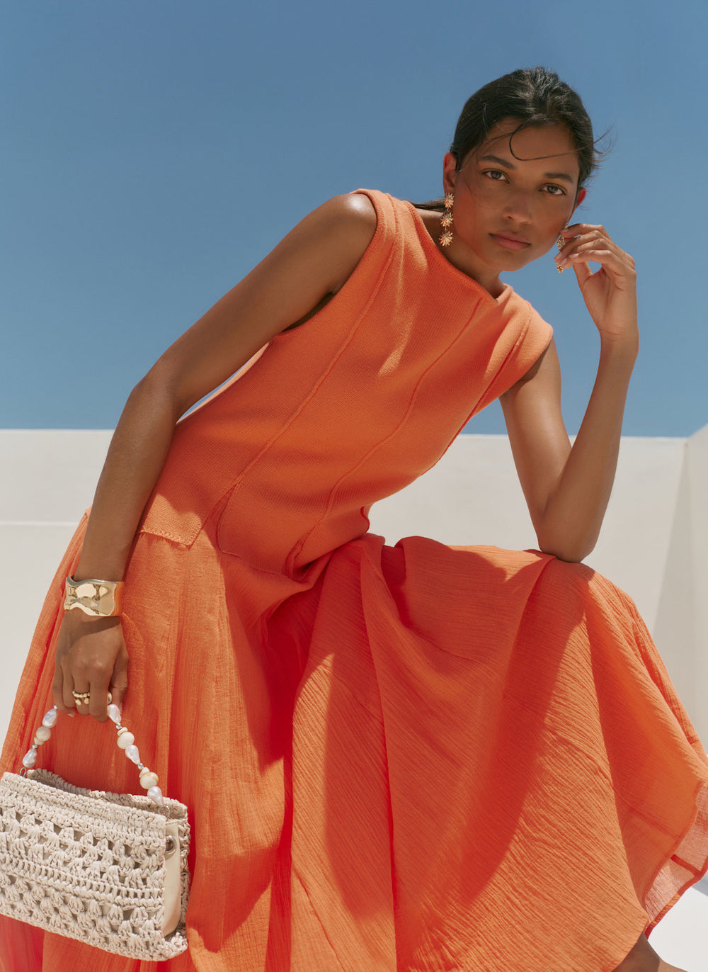 Orange Cotton Blend Drop Waist Maxi Dress Mint Velvet Orange Cotton Blend Drop Waist Maxi Dress Mint Velvet