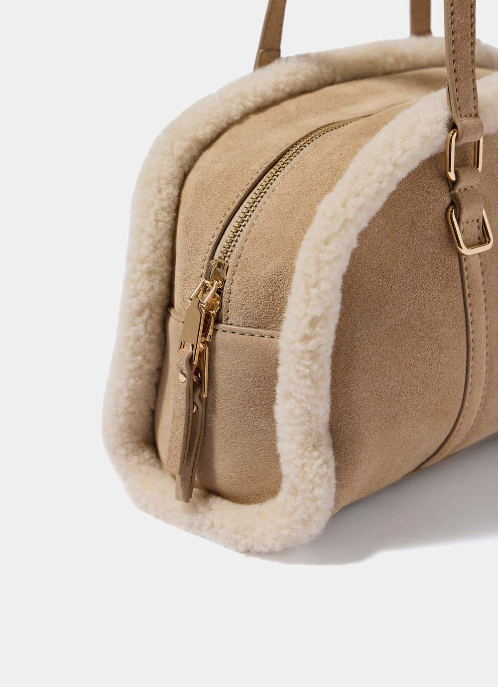 Otti Neutral Suede Borg Detail Bag