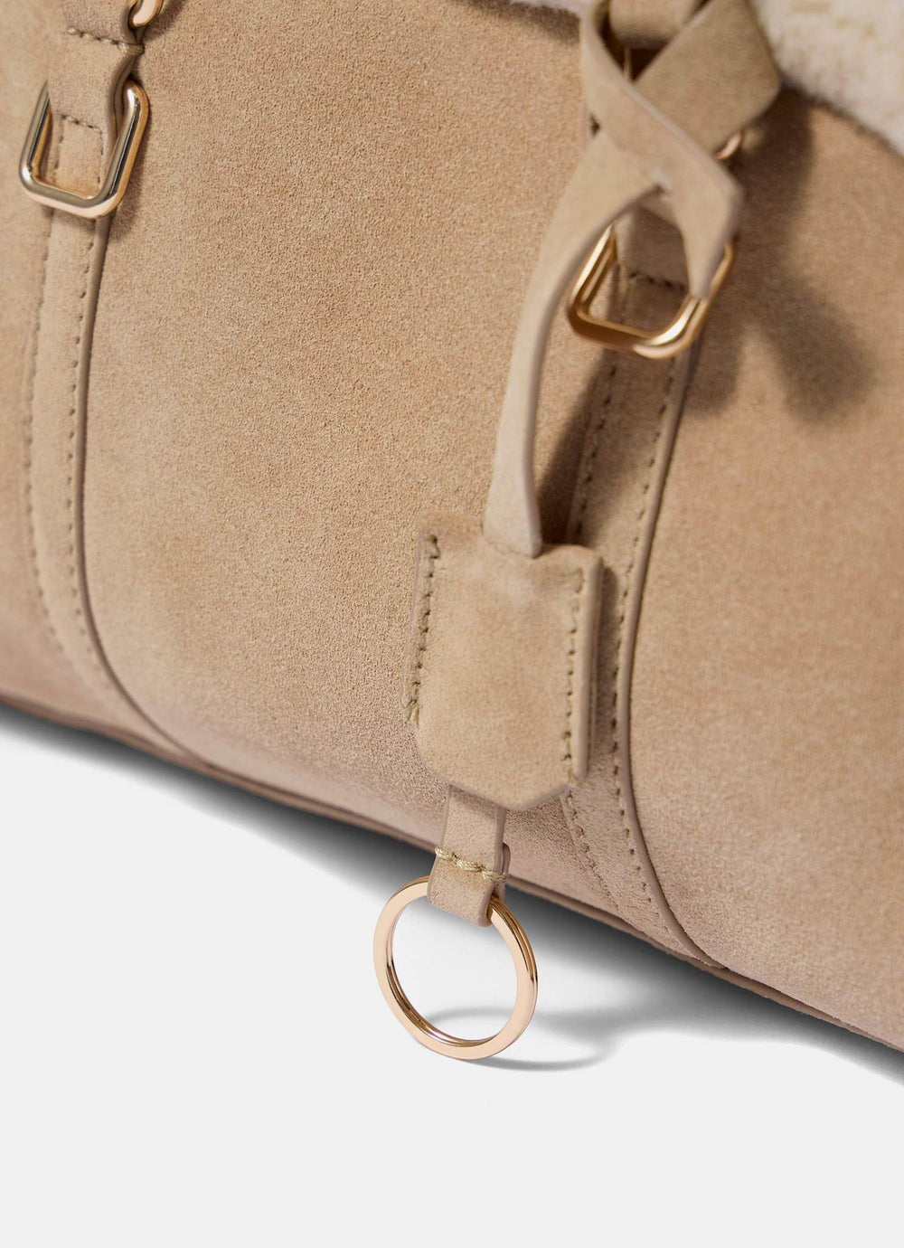 Otti Neutral Suede Borg Detail Bag