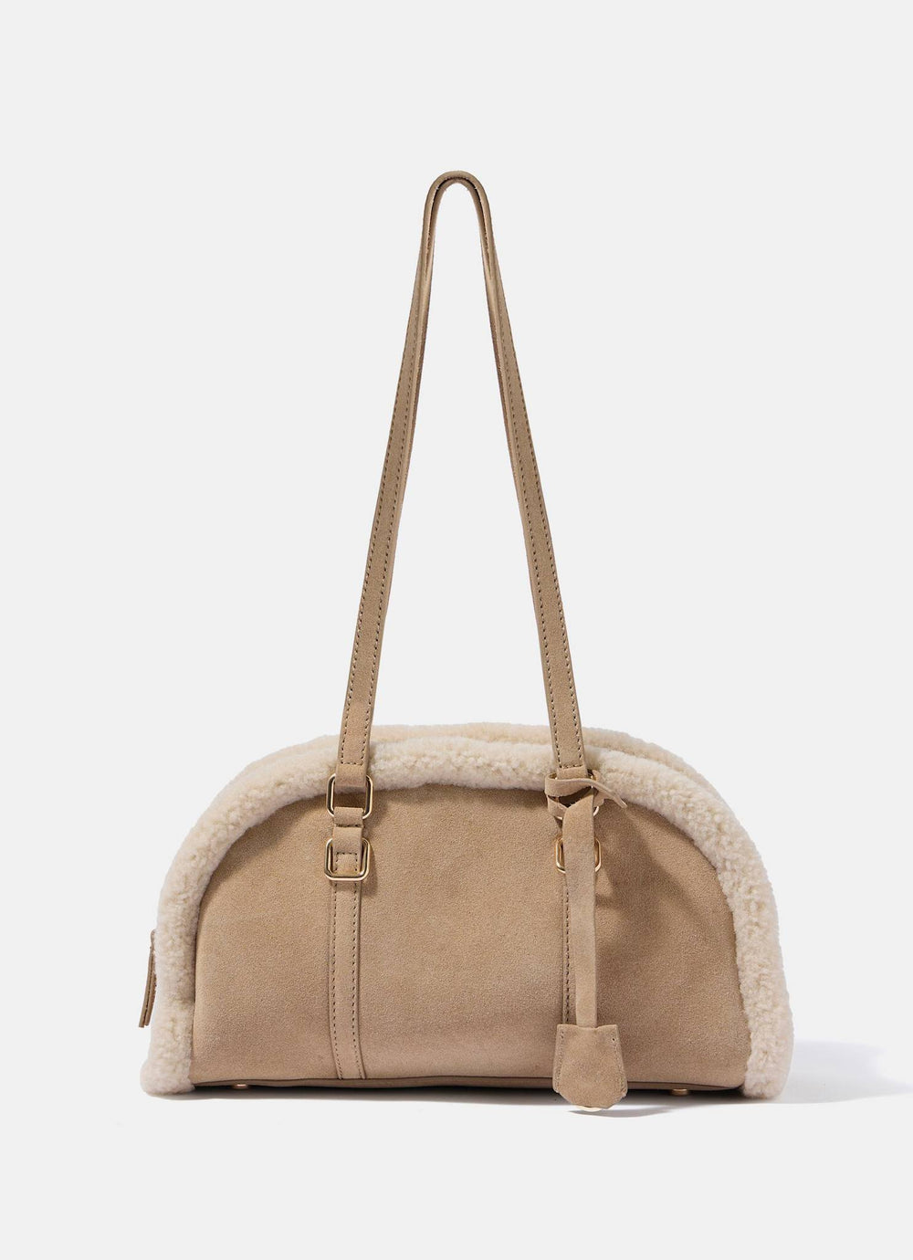 Otti Neutral Suede Borg Detail Bag