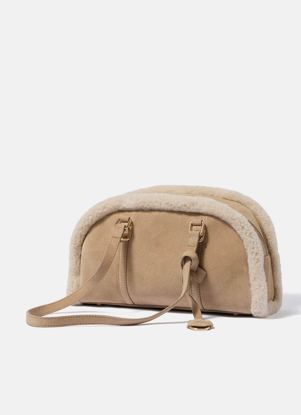 Otti Neutral Suede Borg Detail Bag