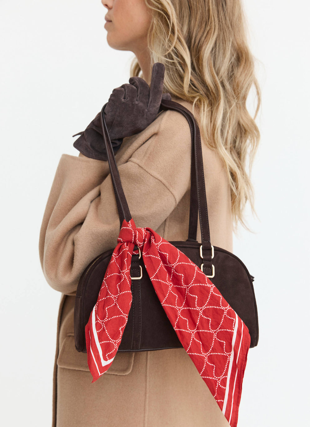 Otti Brown Suede Shoulder Bag