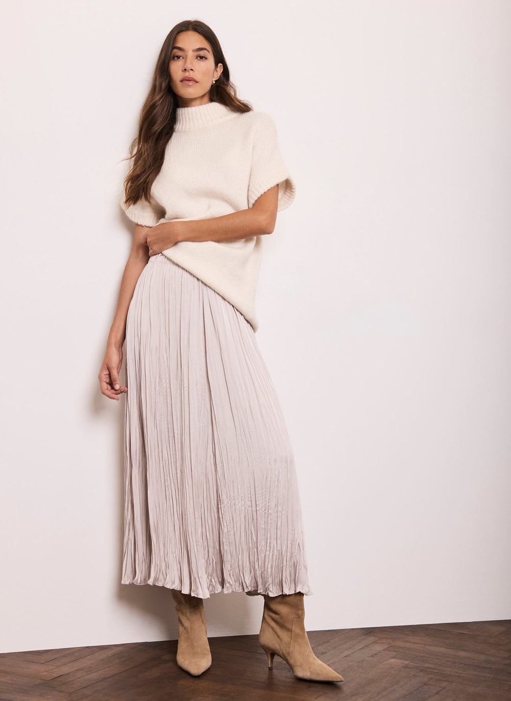 Neutral Crinkle Maxi Skirt