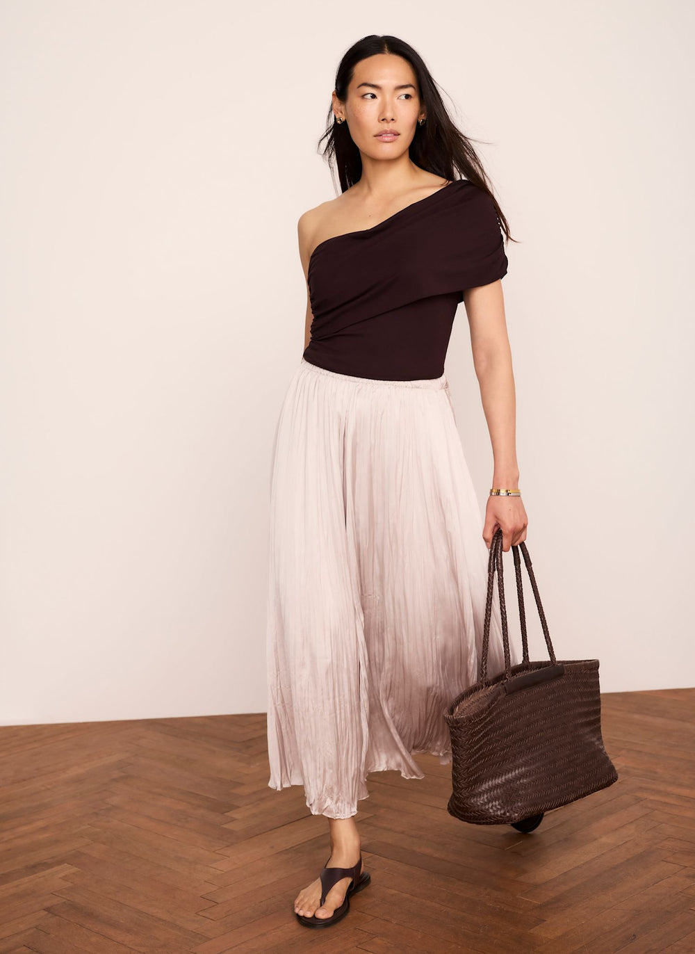 Neutral Crinkle Maxi Skirt
