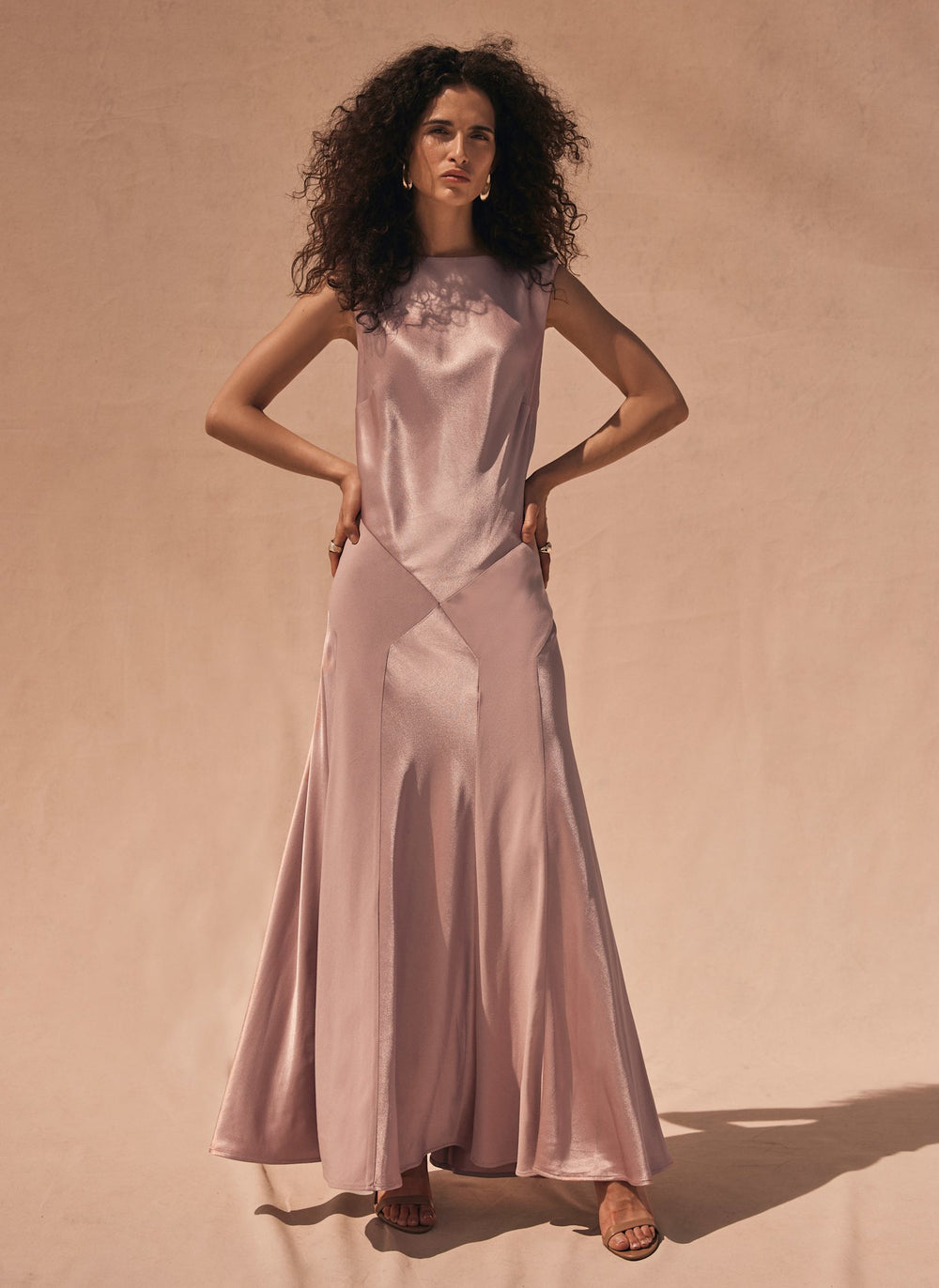 Pink Satin Maxi Dress