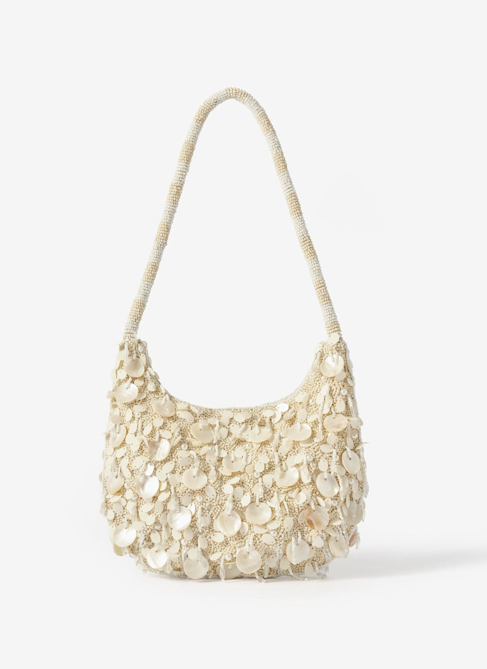 Cleo Cream Pearl Detail Shoulder Bag