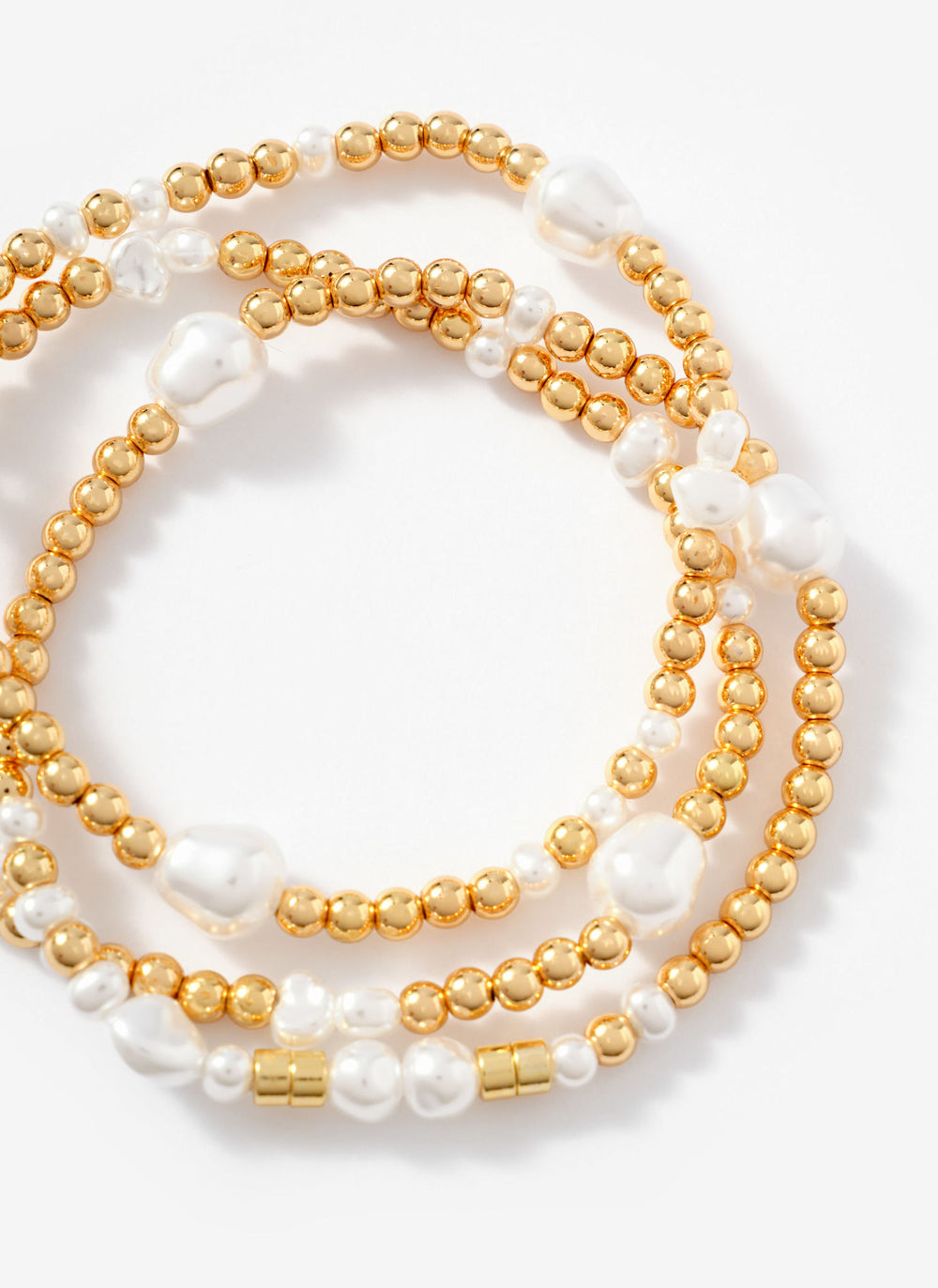 Gold Tone Pearl Multi Friendship Bracelets