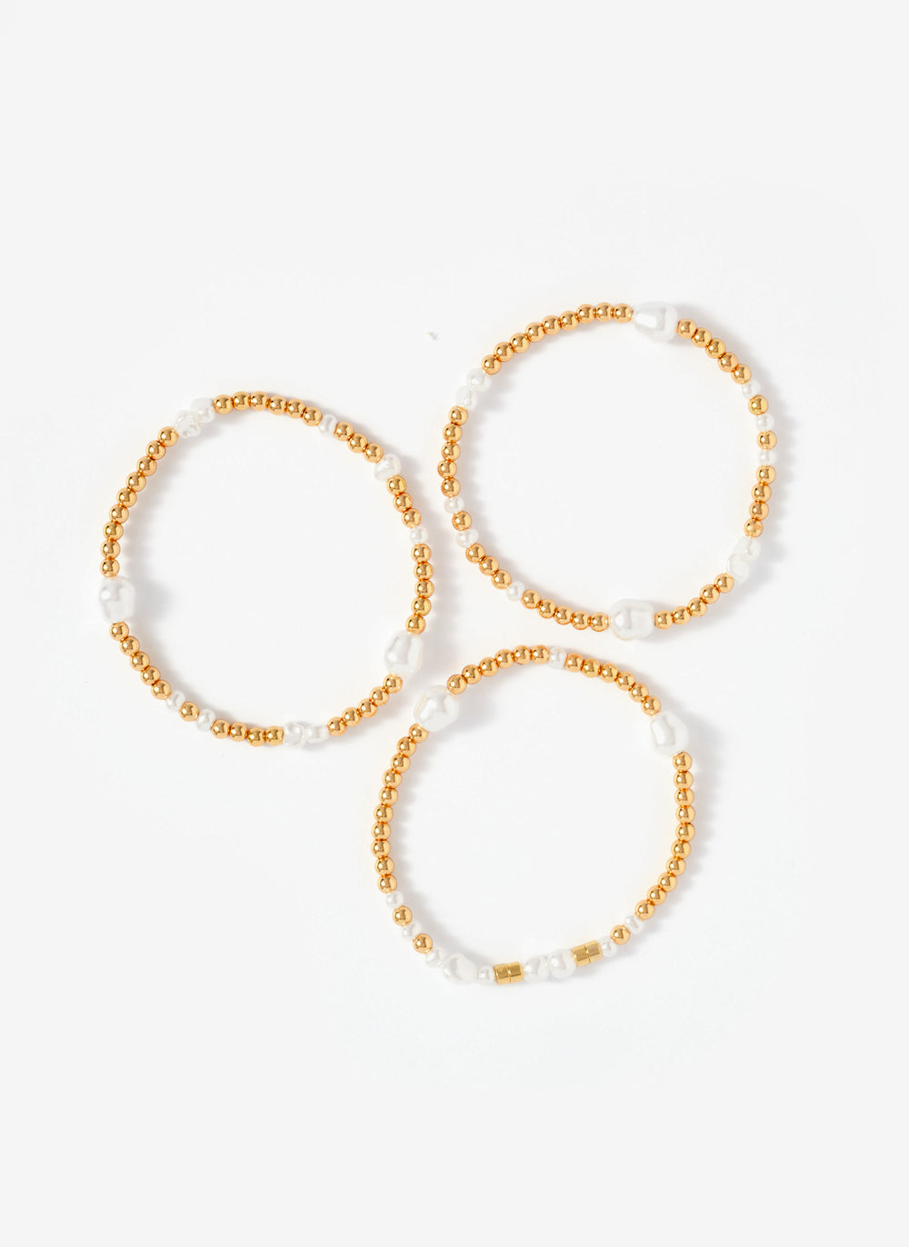 Gold Tone Pearl Multi Friendship Bracelets