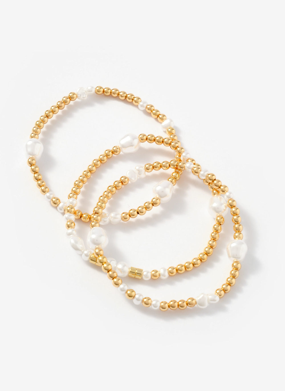 Gold Tone Pearl Multi Friendship Bracelets