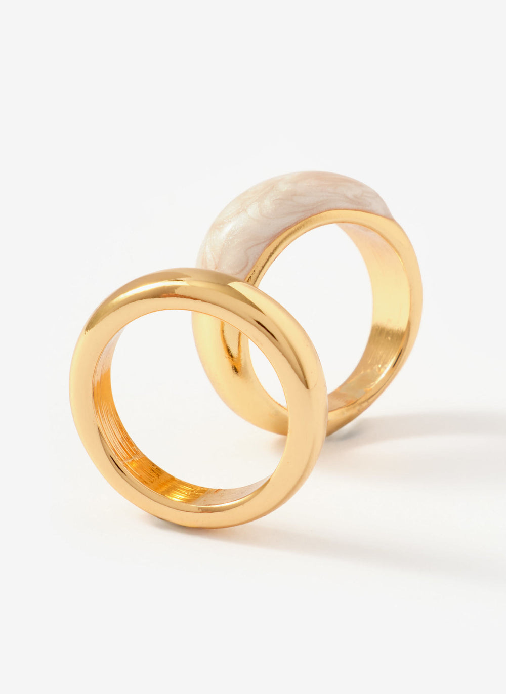 Gold Tone Pearlescent Ring Set