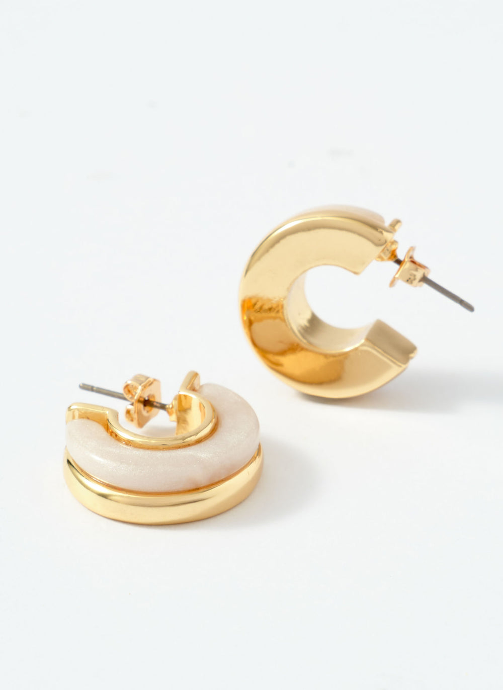 Gold Tone Pearlescent Mini Hoops