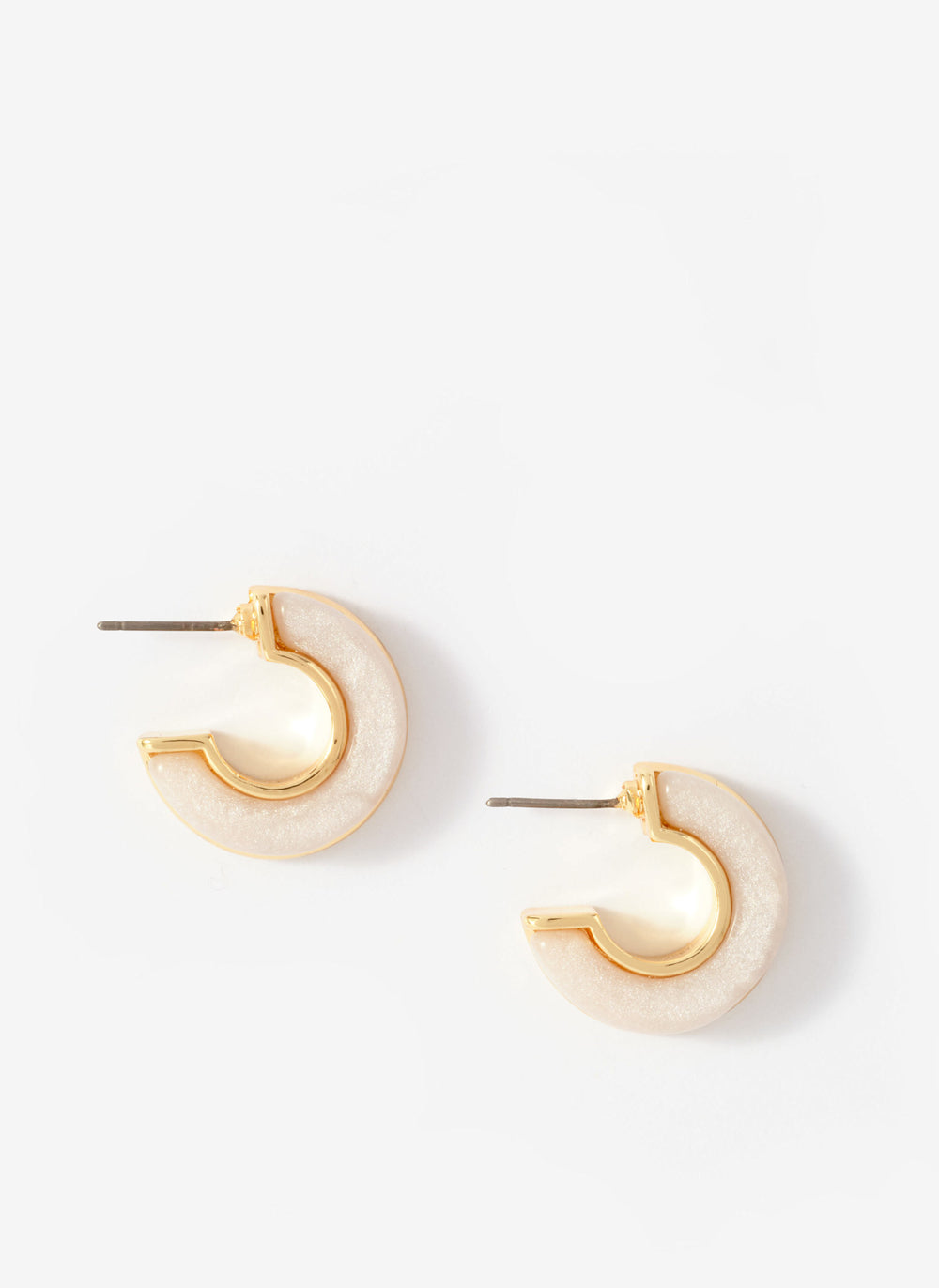 Gold Tone Pearlescent Mini Hoops