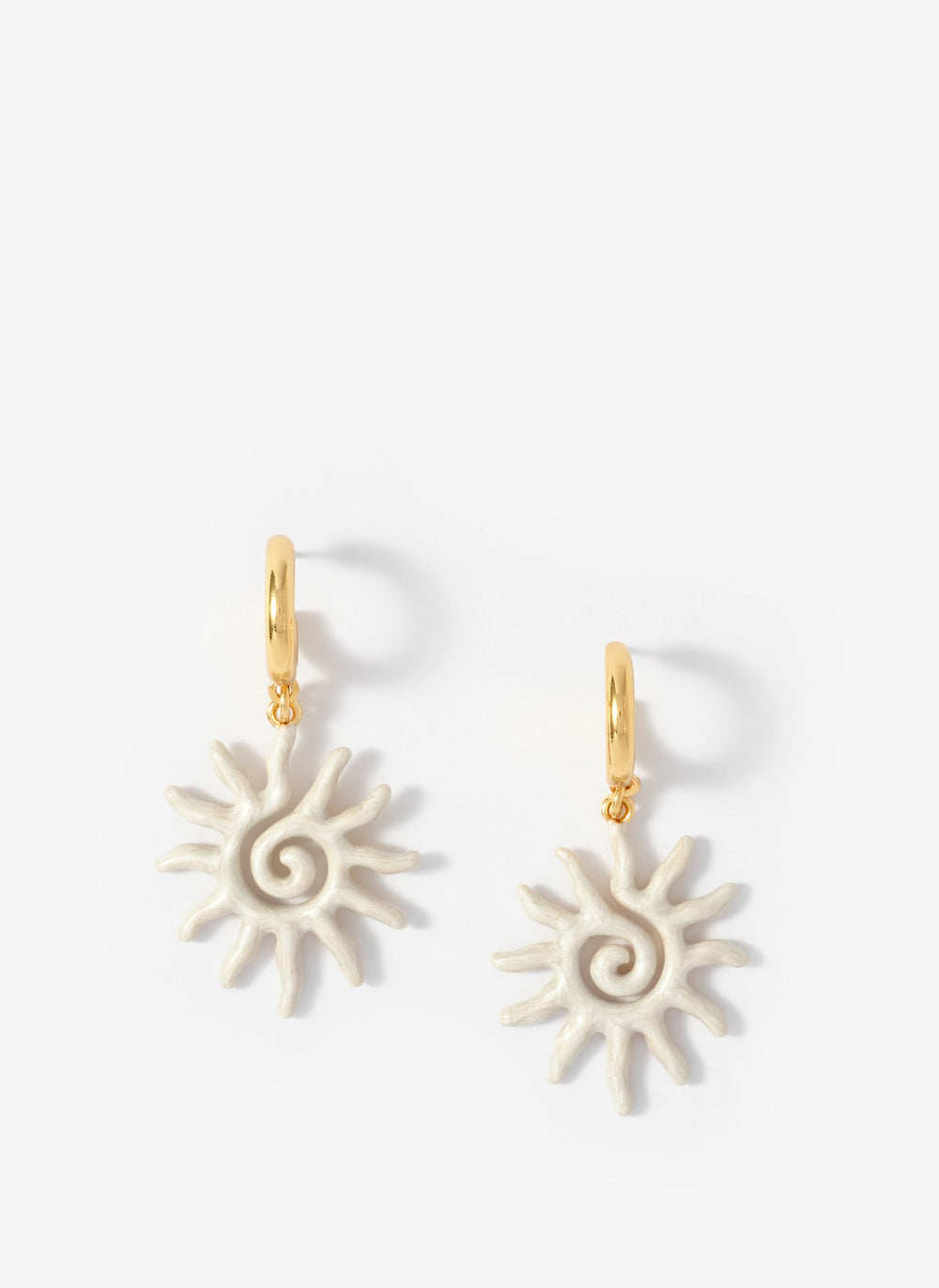 Gold Tone Sun Charm Hoop Earrings