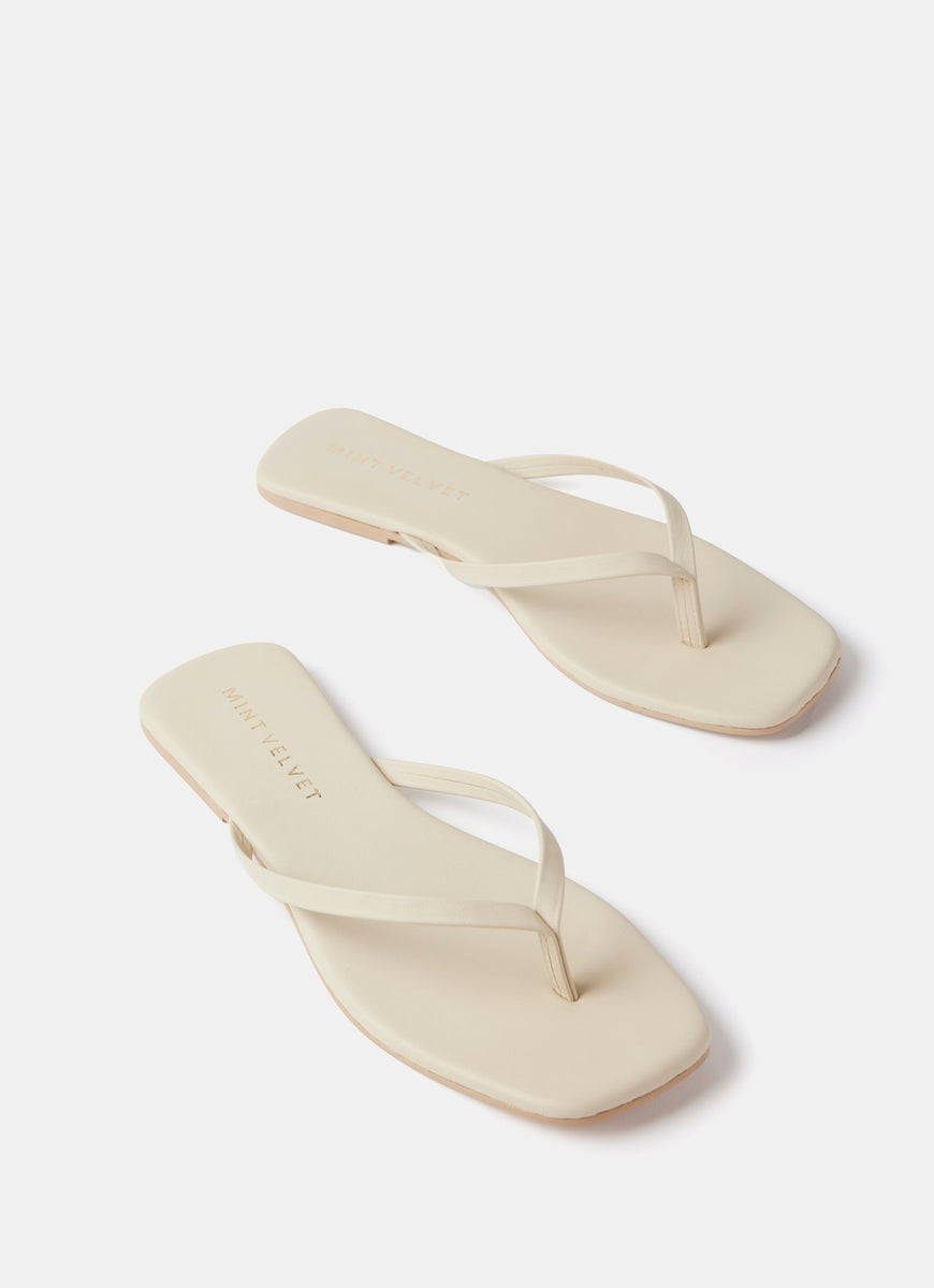 Cream Leather Flip Flops – Mint Velvet