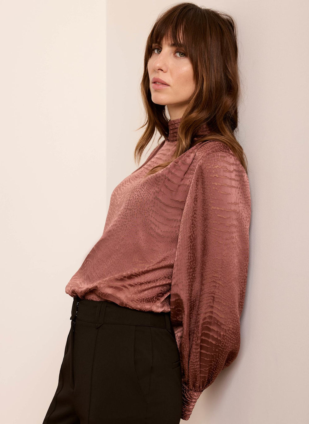 Pink Satin Animal Print Blouse