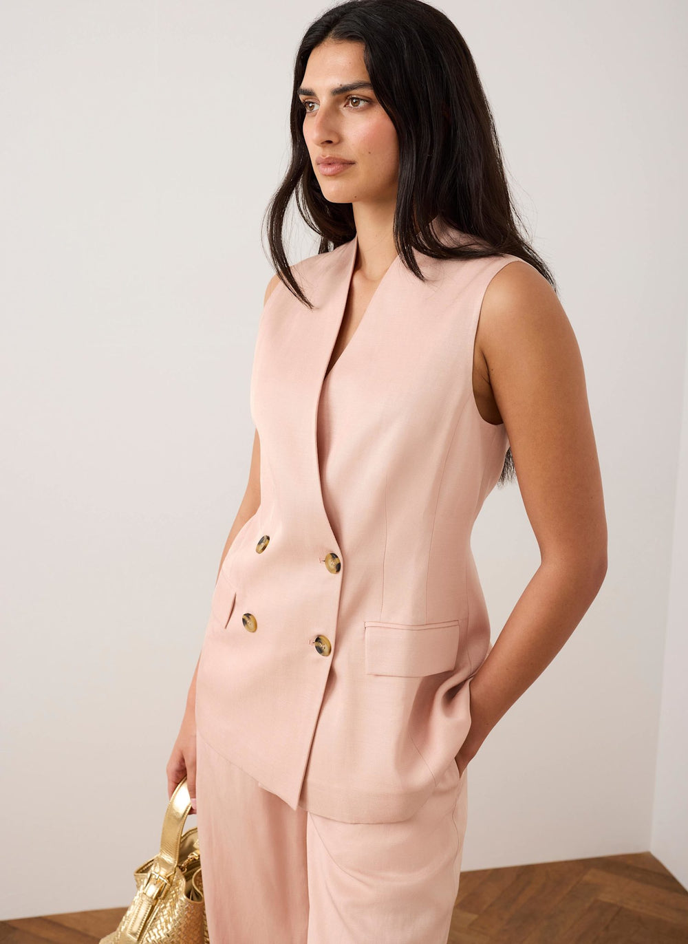 Pink Tailored Longline Waistcoat