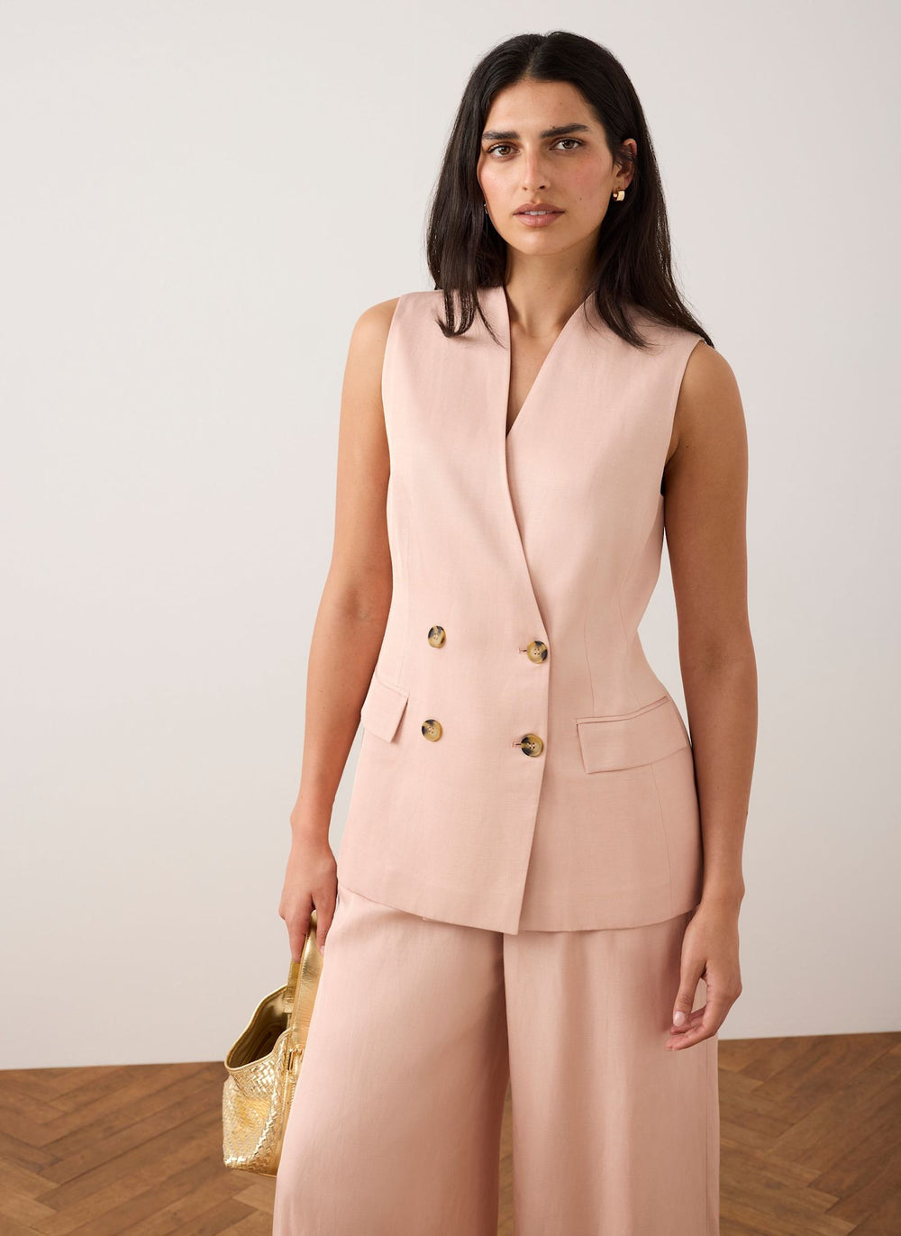 Pink Tailored Longline Waistcoat