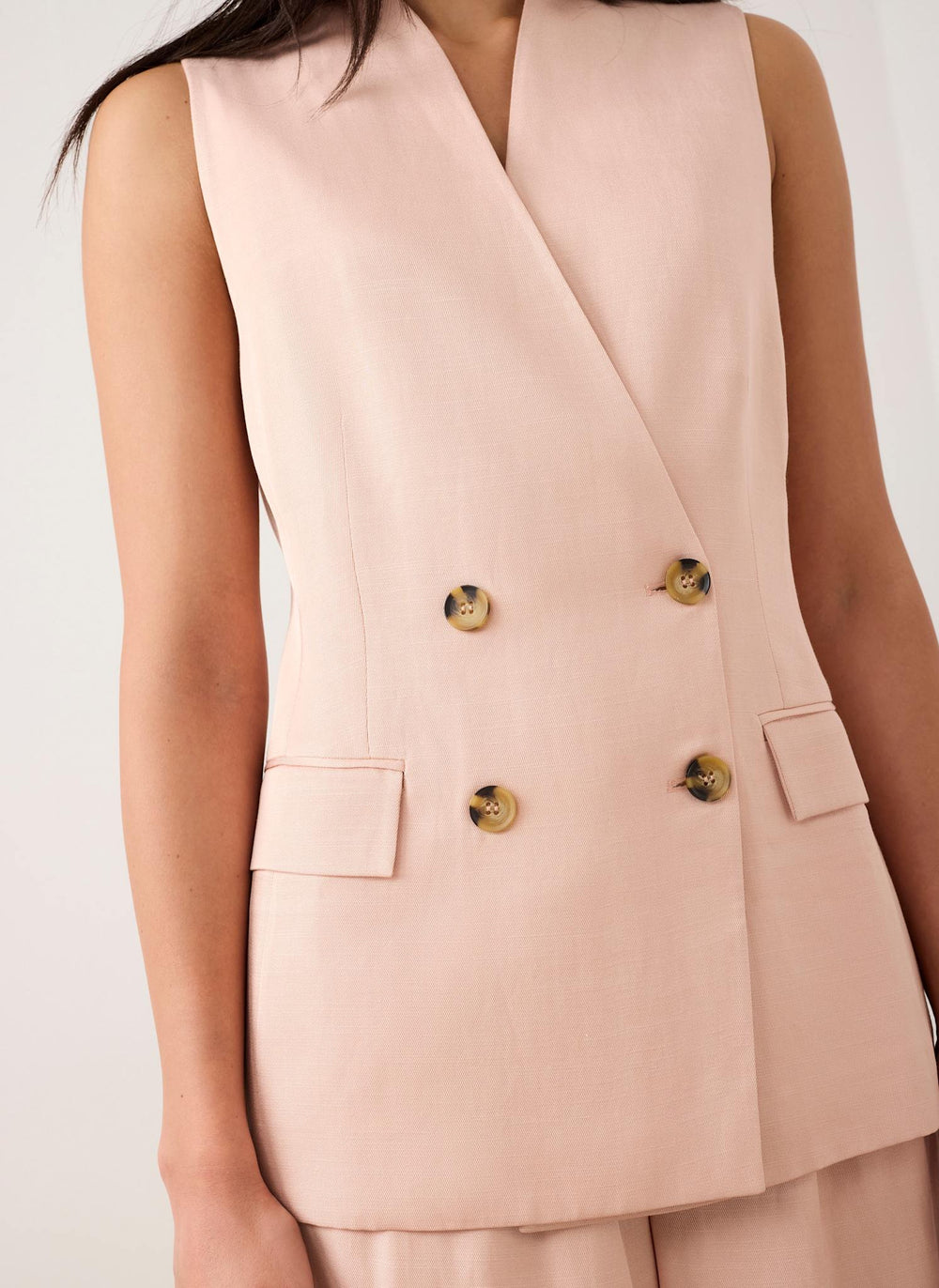 Pink Tailored Longline Waistcoat