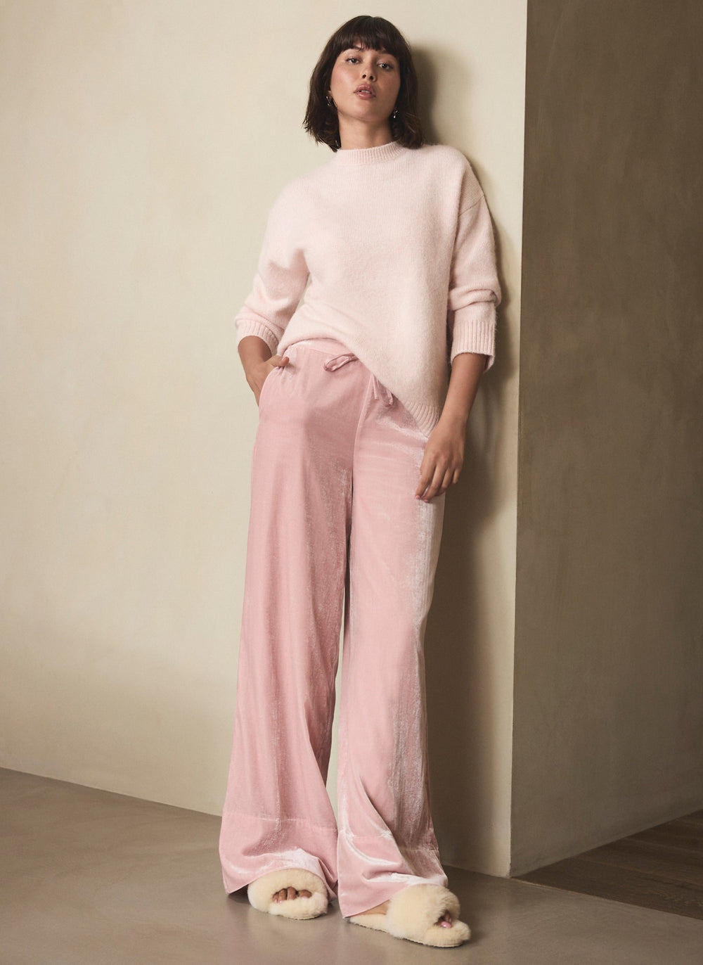 Pink Wool Blend Longline Knit Jumper