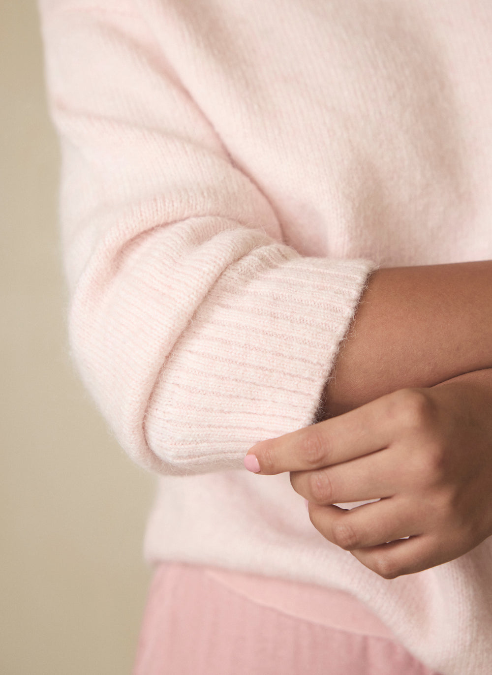 Pink Wool Blend Longline Knit Jumper