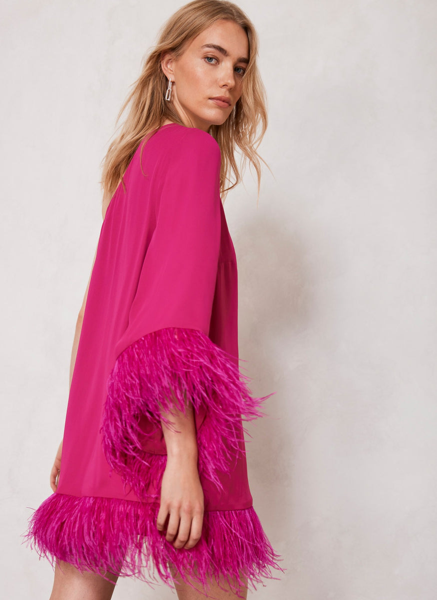 Pink Feather Mini Dress Mint Velvet