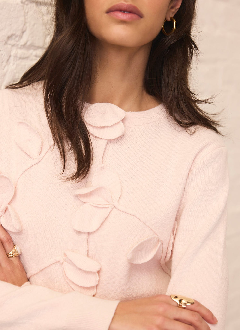 Pink Floral Applique Popper Cardigan